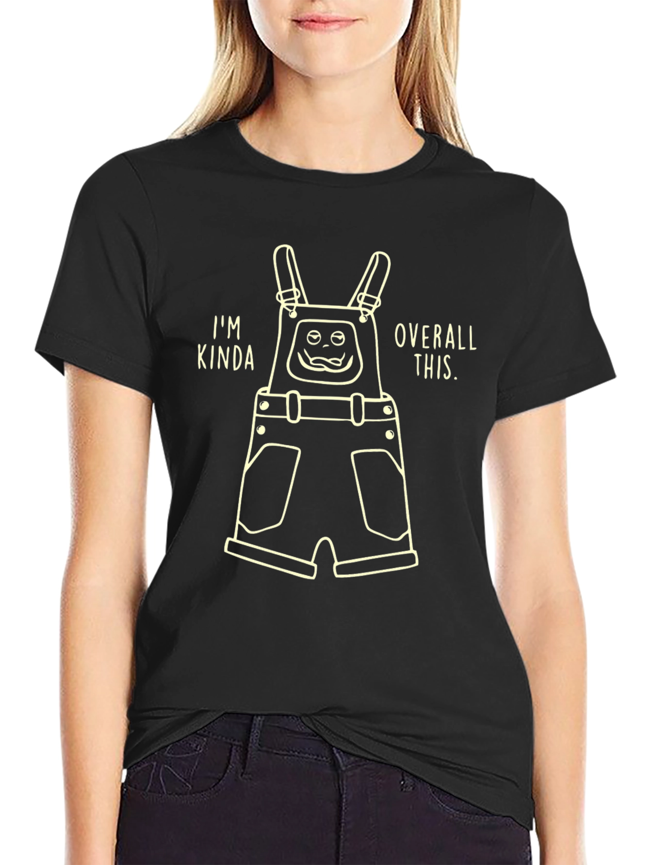 Black I'm Kinda Overall This T-Shirt - Humorous Graphic Tee view 2