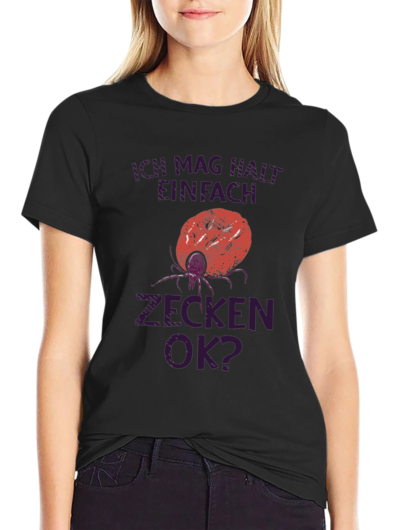 Black Ich Mag Halt Einfach Zecken Ok? Graphic Tee view 2
