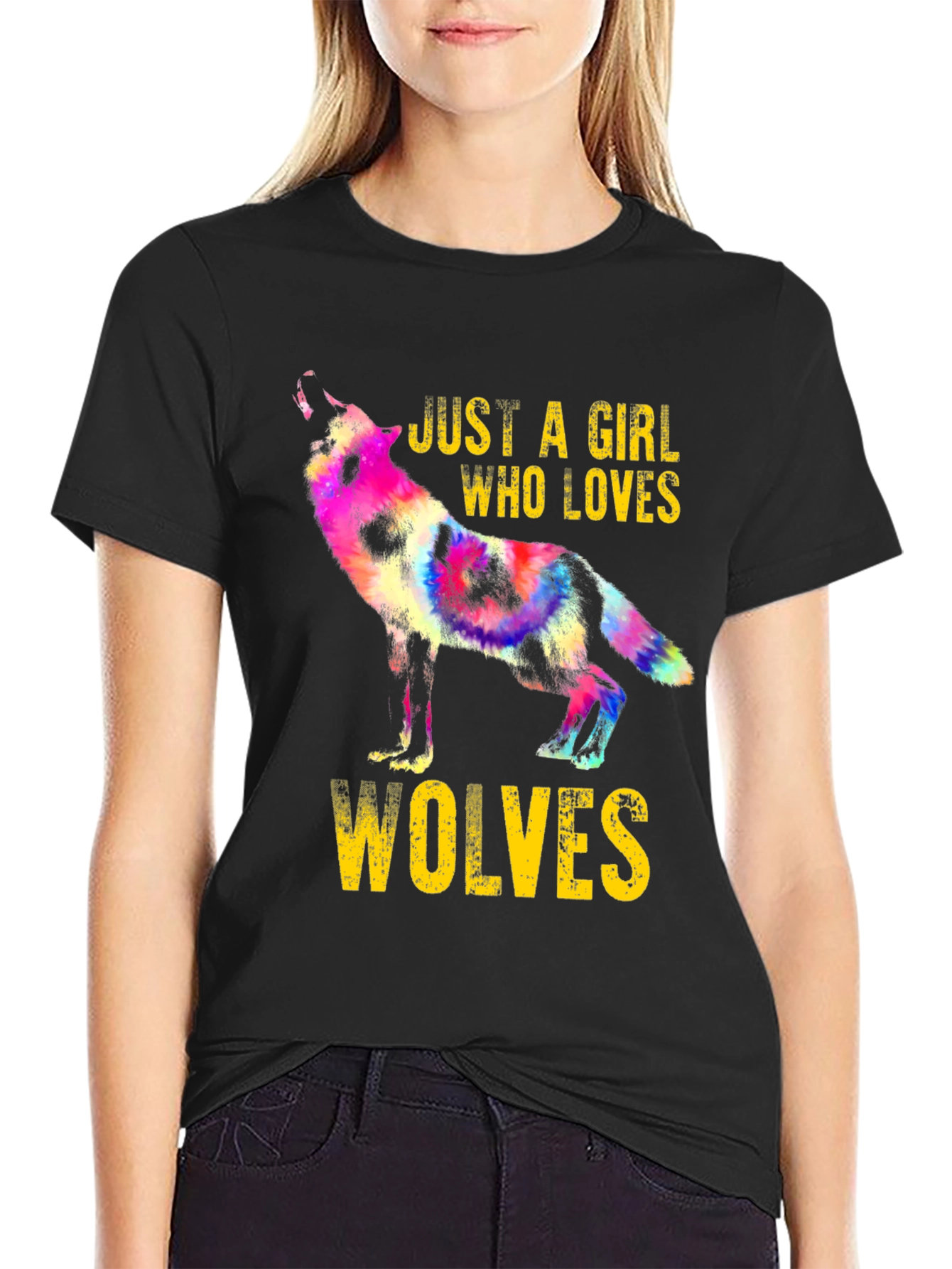 Black Girl Who Loves Wolves Graphic Tee view 2