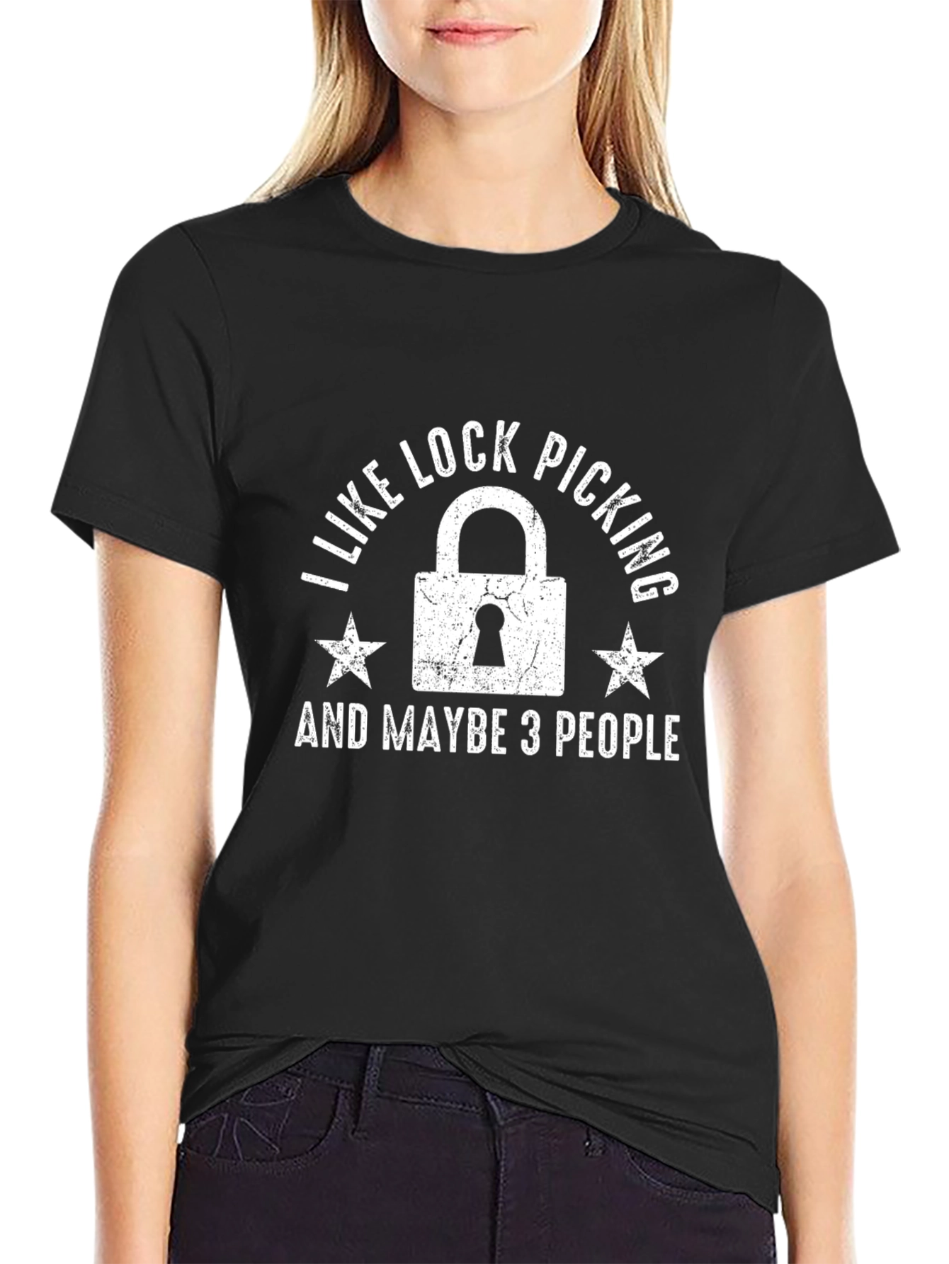 Black Lock Picking Enthusiast T-Shirt - Funny Hobby Tee view 2