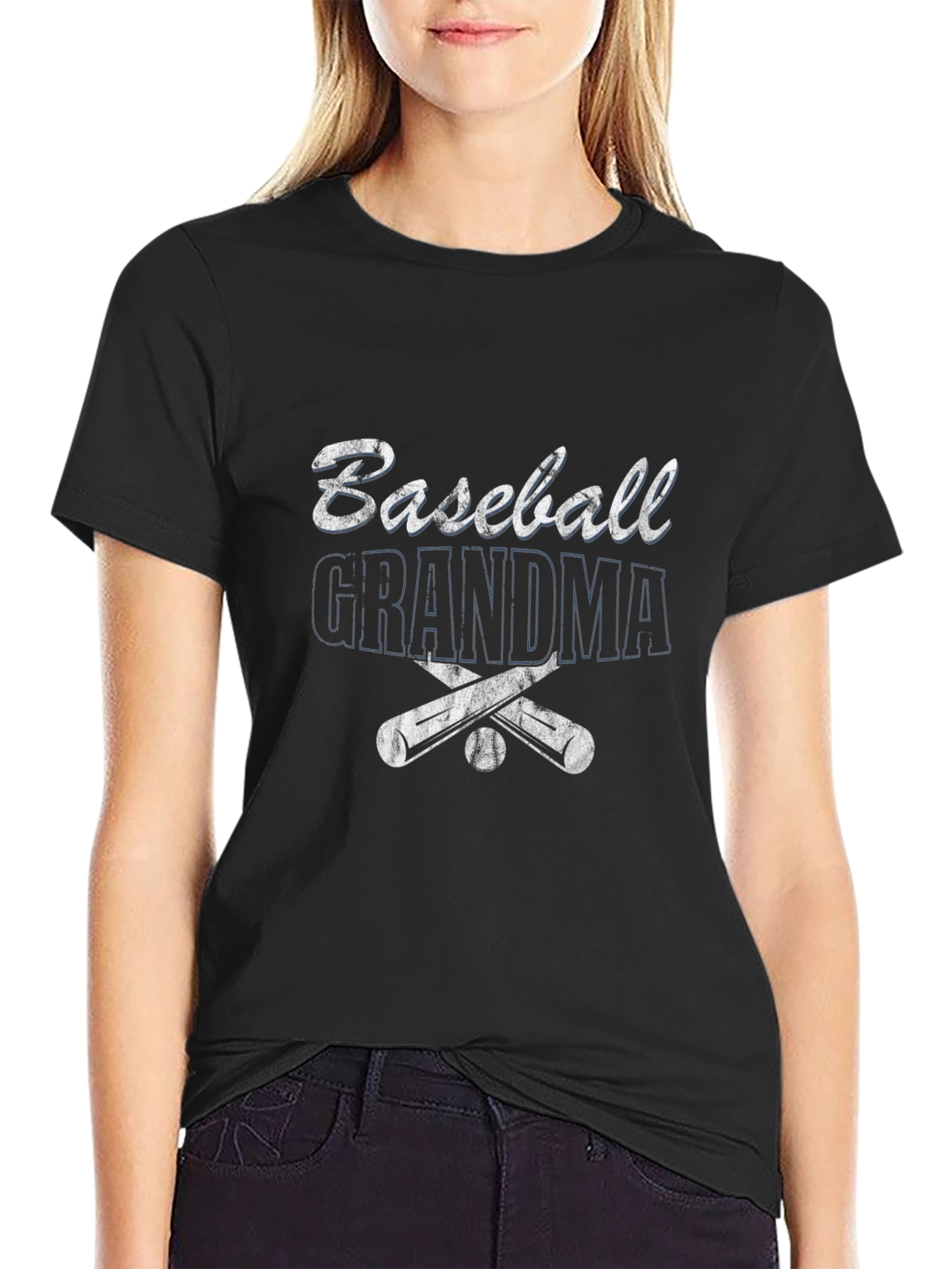 Black Baseball Grandma T-Shirt - Sporty Graphic Tee view 2