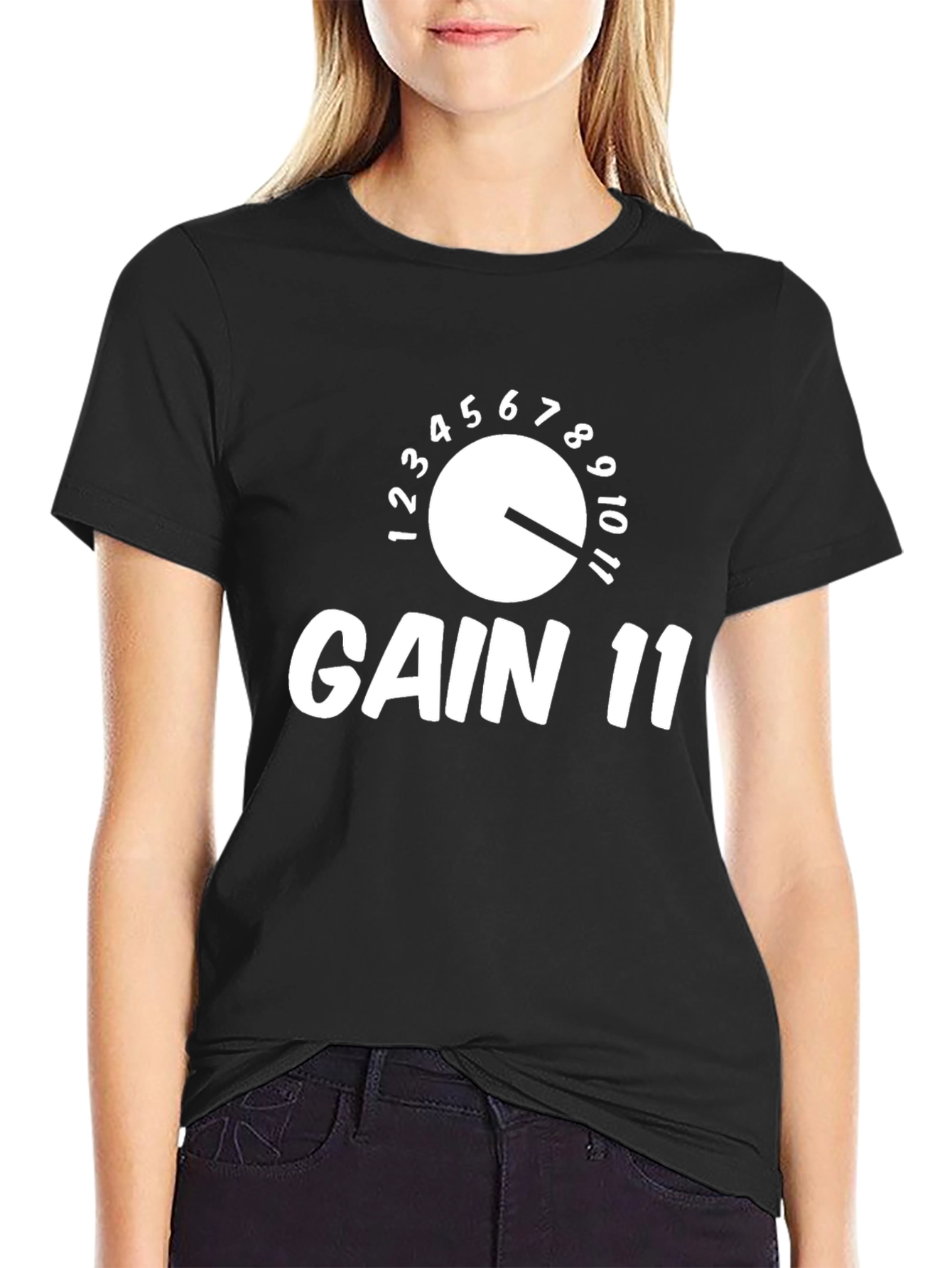Black Gain 11 Funny Graphic T-Shirt view 2