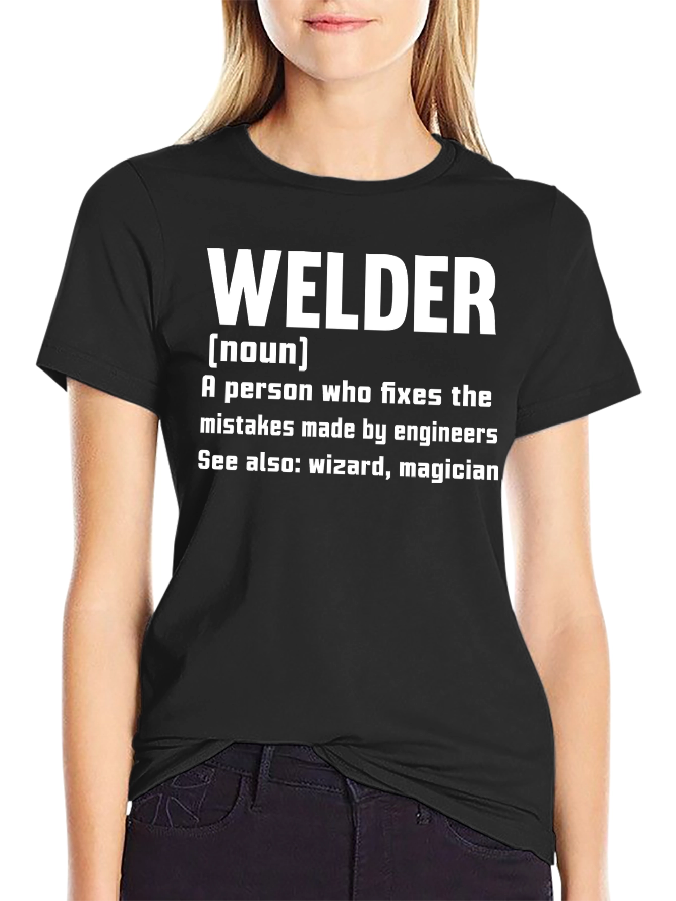 Black Welder Definition T-Shirt - Funny Job Pride Tee view 2