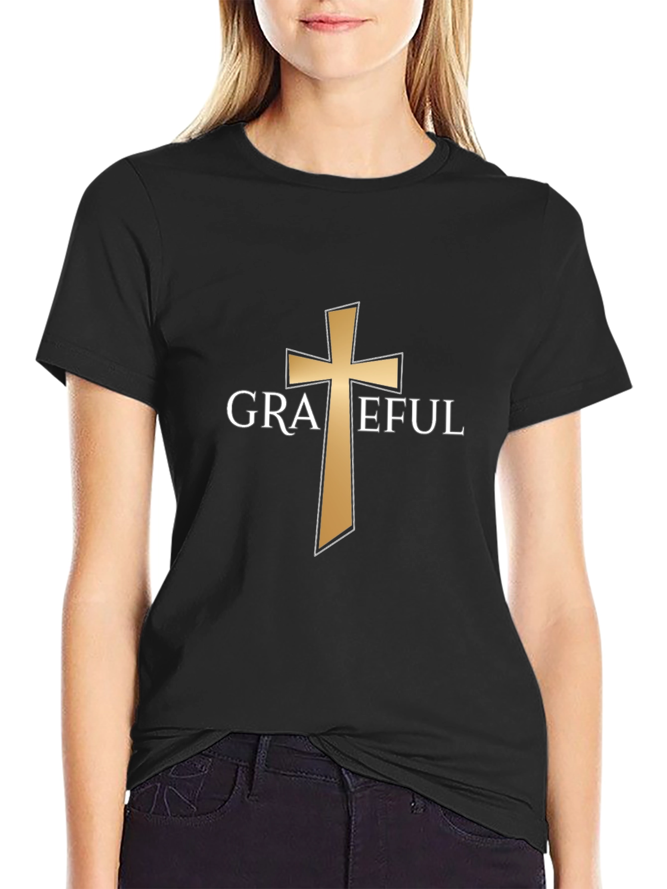 Grateful Cross Graphic T-Shirt - Christian Apparel - 2