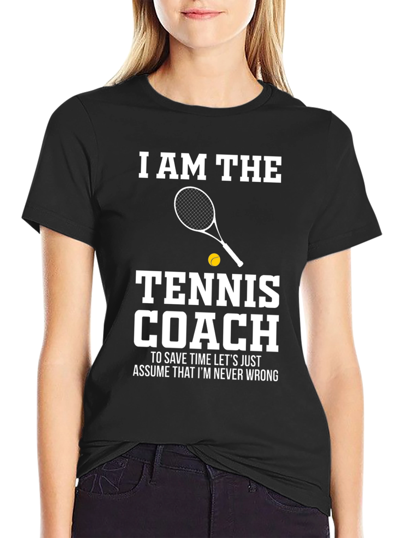 Black Tennis Coach T-Shirt - I AM THE Tennis Coach view 2