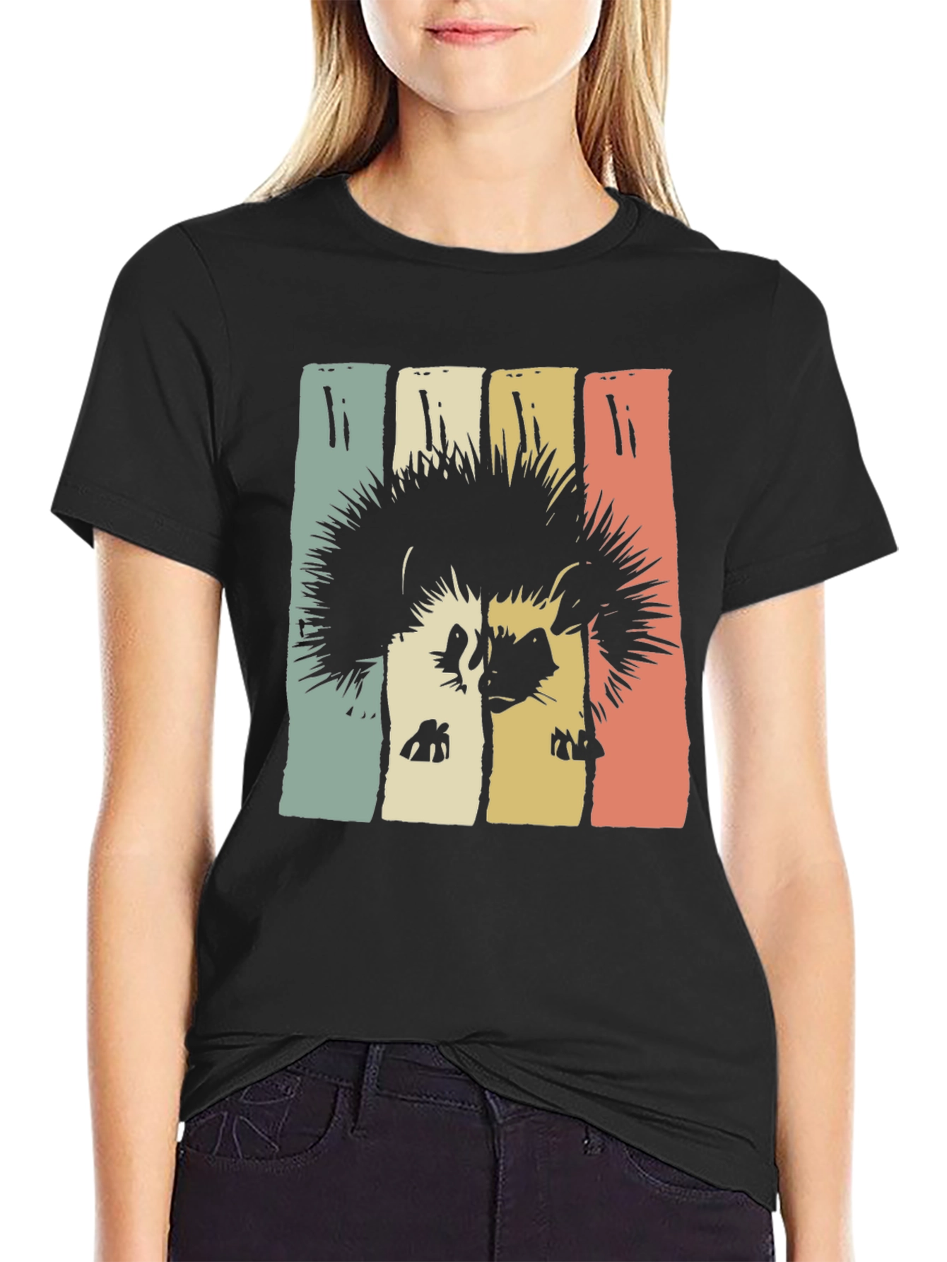 Black Retro Hedgehog Graphic Tee view 2