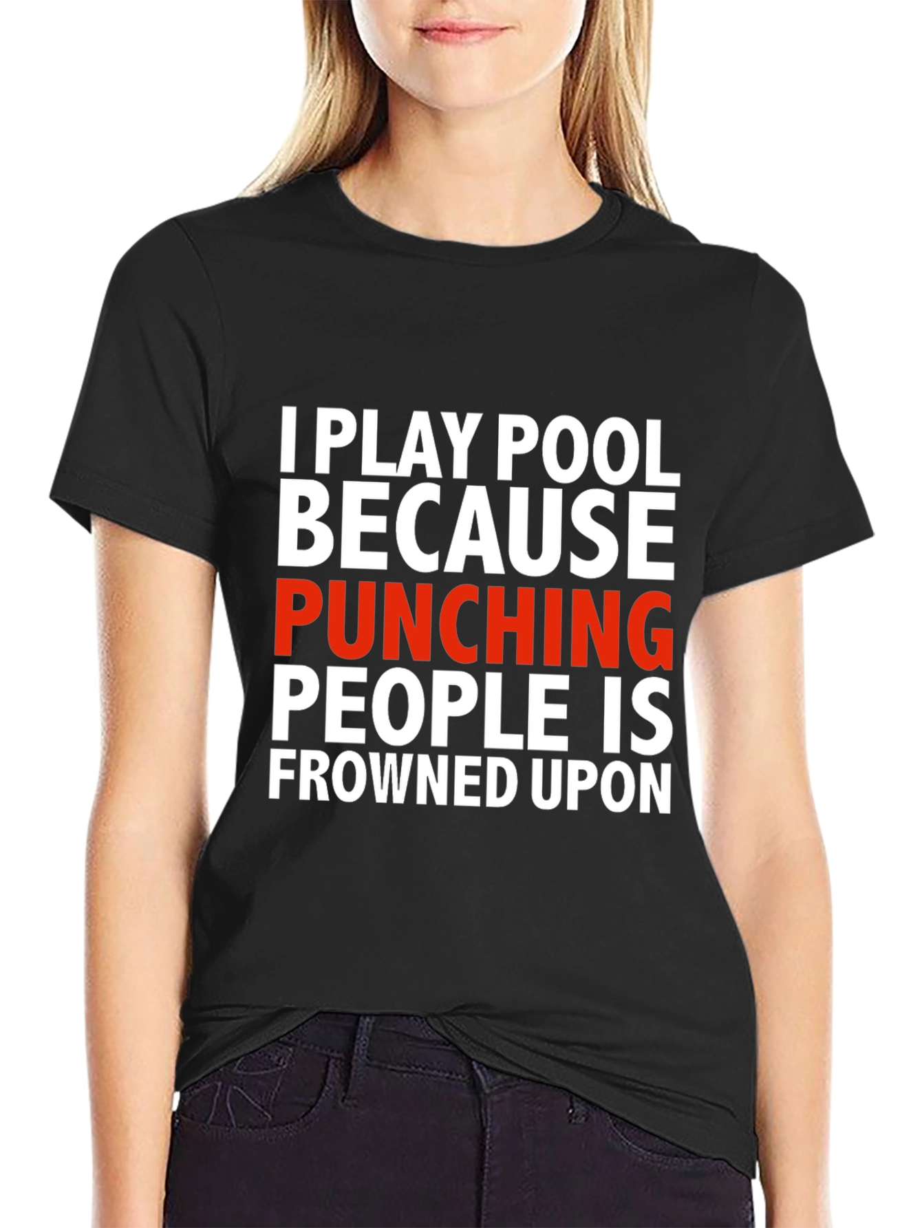 Black Funny Pool Player T-Shirt - Punching People view 2