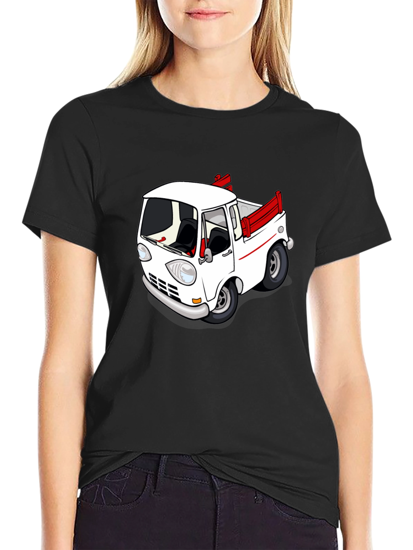 Black Cartoon Truck Graphic Tee - Classic Car Style view 2