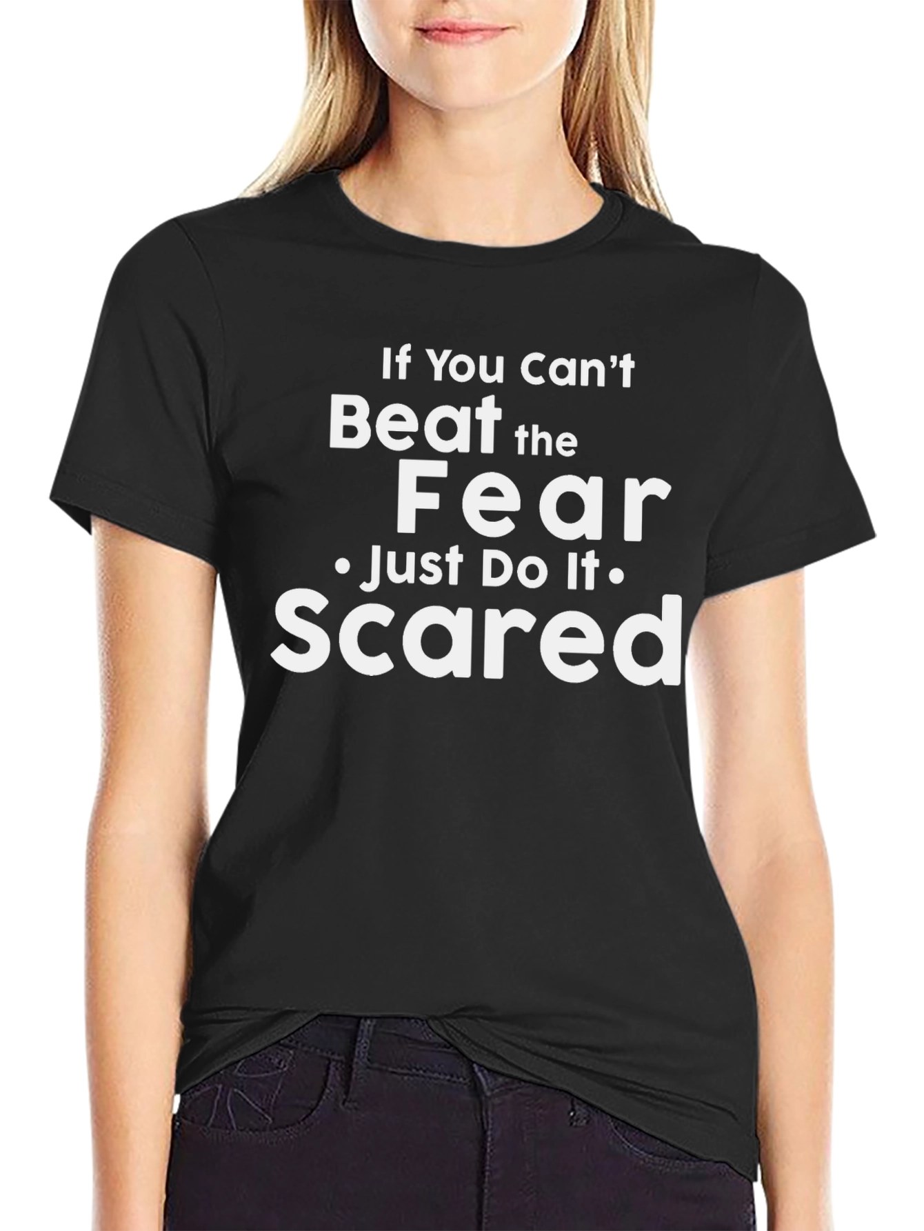 Black Beat The Fear T-Shirt - Just Do It Scared! view 2
