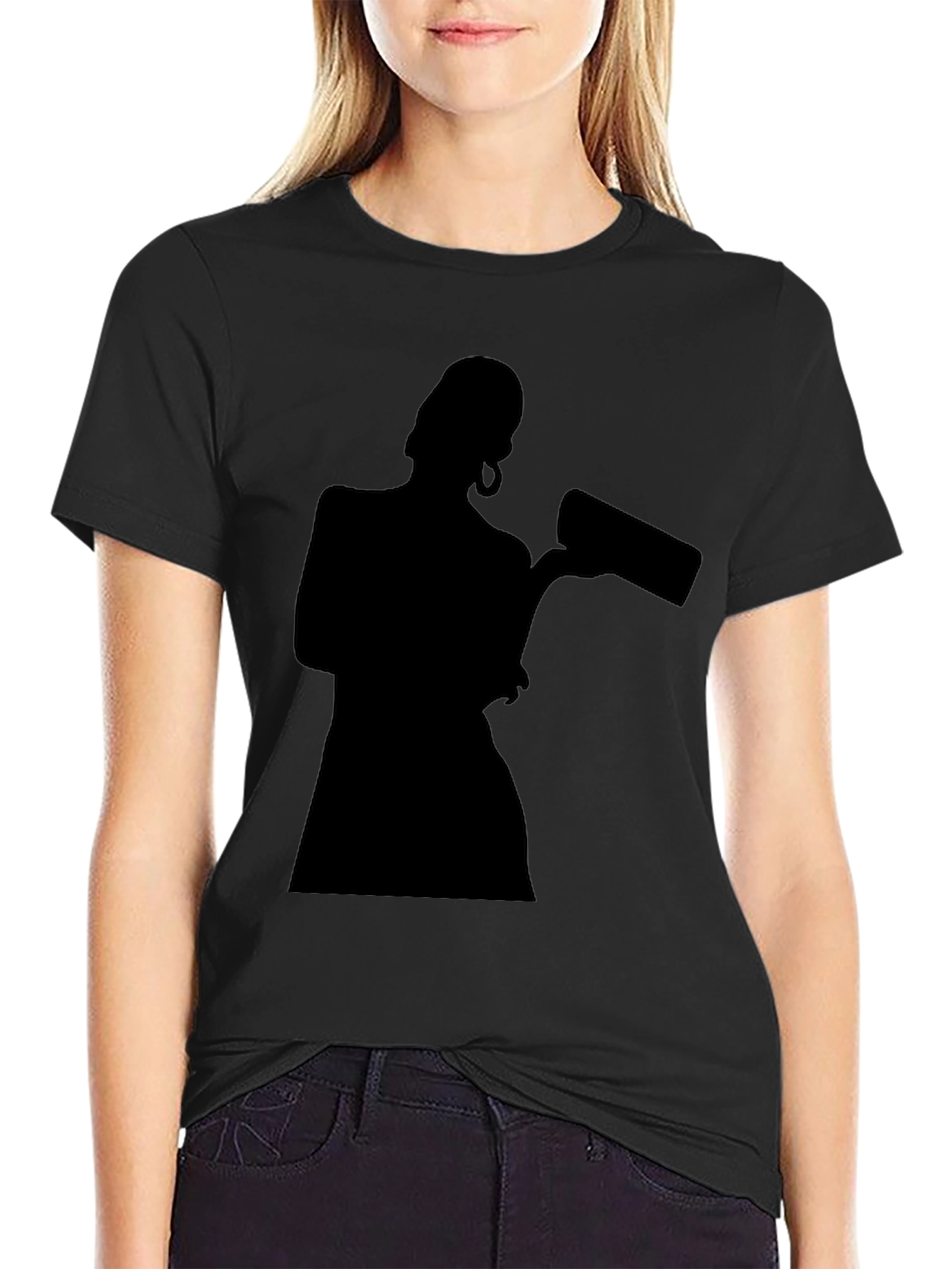 Black Silhouette Graphic Black T-Shirt view 2