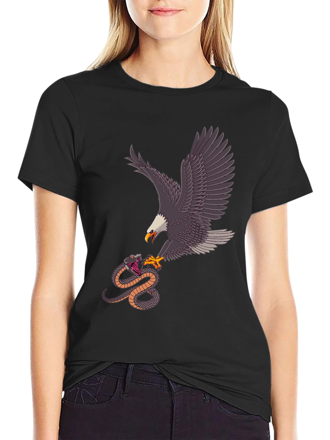 Black Eagle vs Snake Graphic Tee - Black view 2