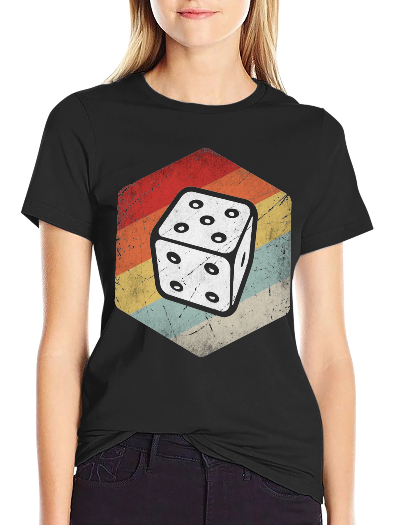 Black Retro Dice Graphic Tee view 2