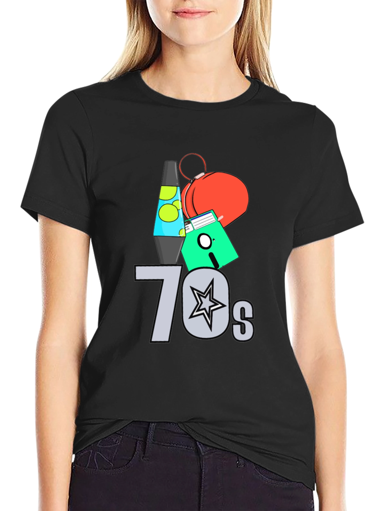 Black Retro 70s Graphic Tee - Nostalgic Vintage Style view 2