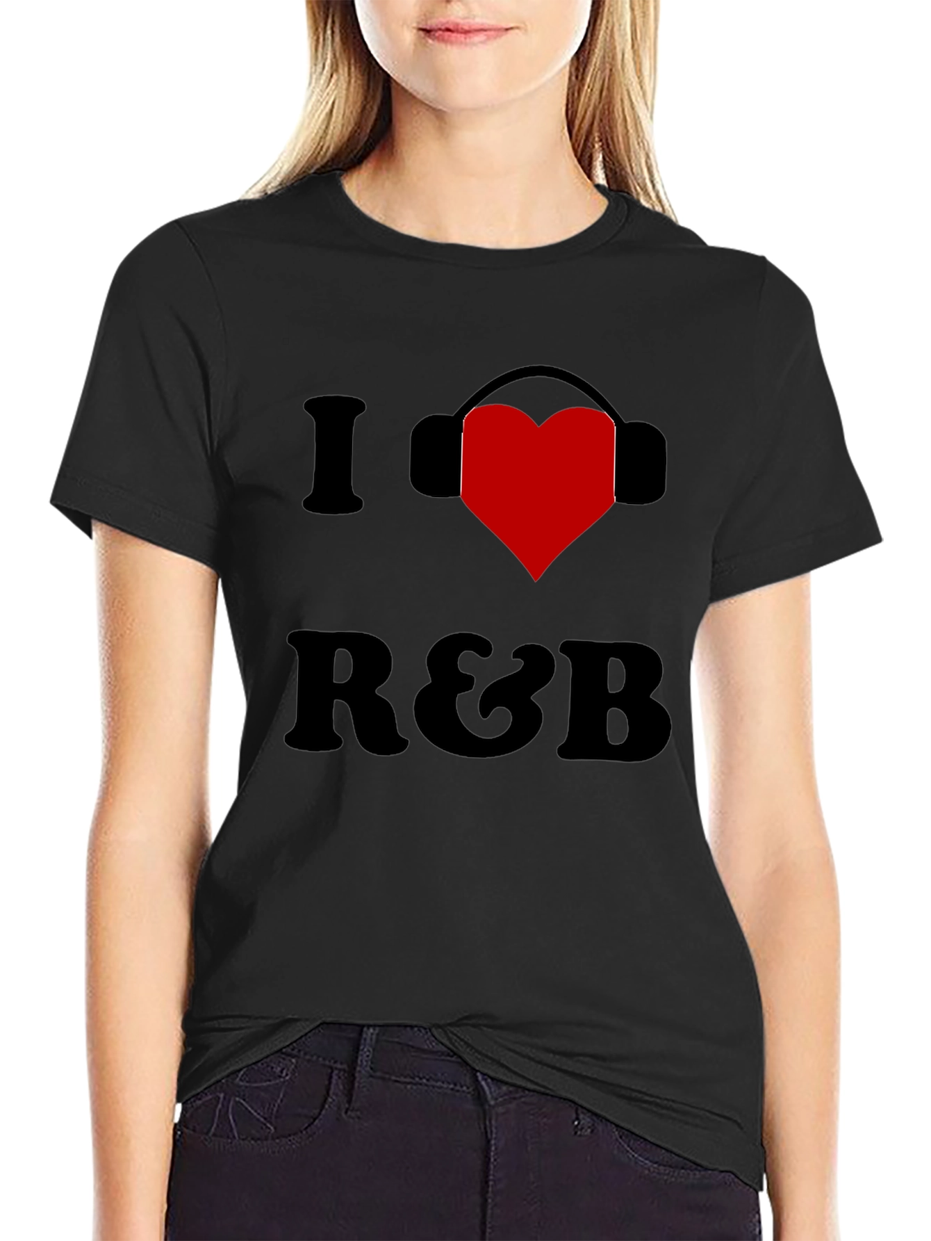 Black I Heart R&B Black Graphic Tee Shirt view 2