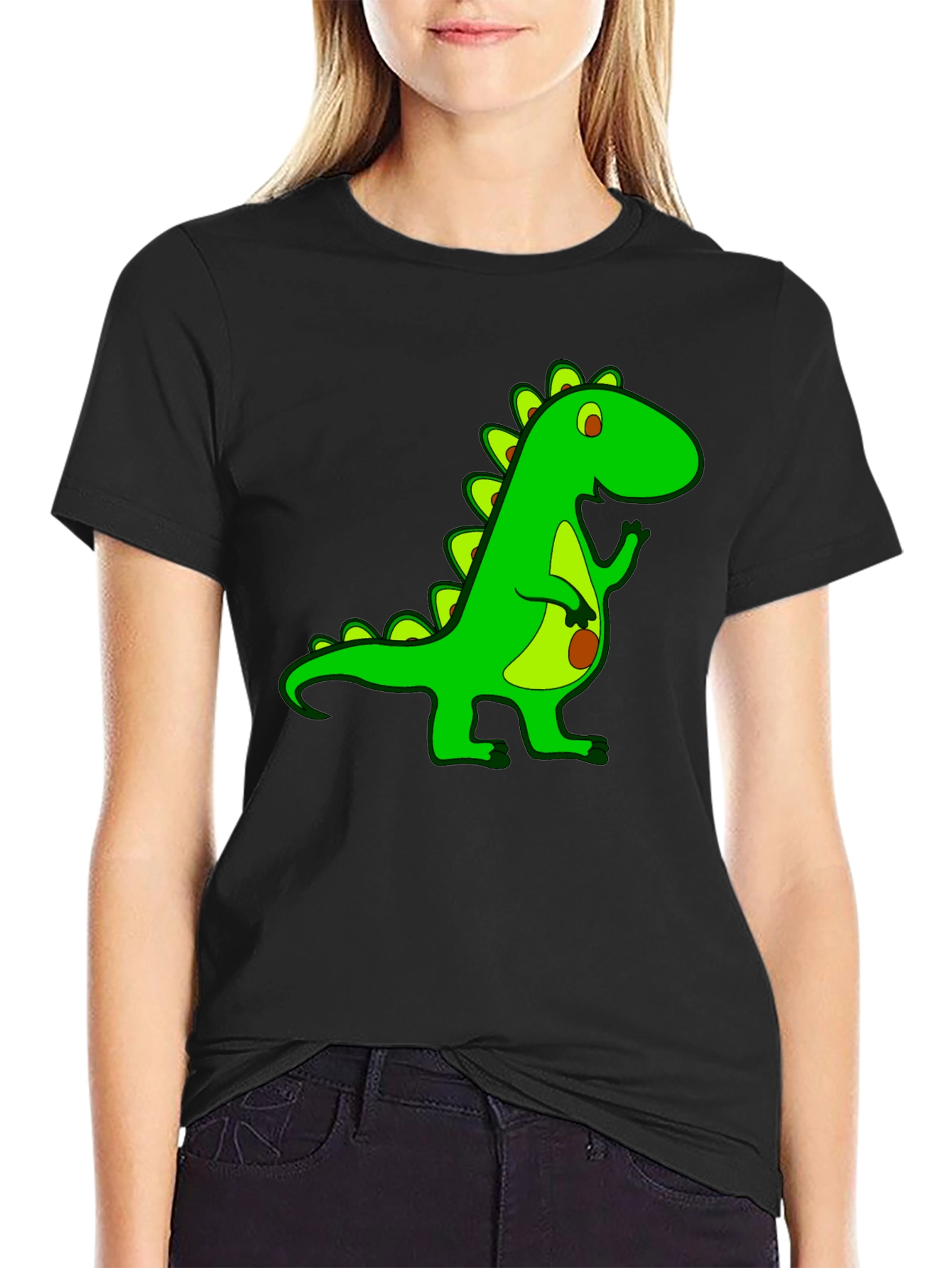 Black Dino Graphic Tee - Cool Cartoon Dinosaur T-Shirt view 2