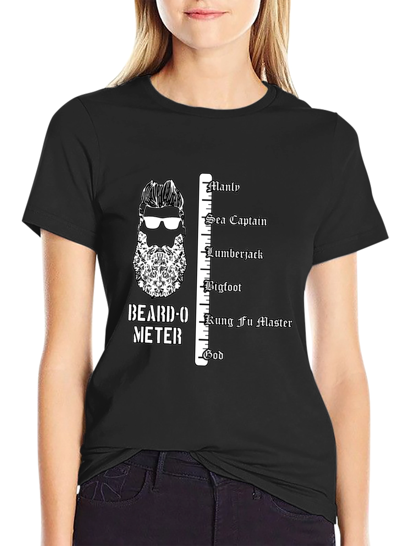 Black Beard-O-Meter Graphic Tee - Manly Humor T-Shirt view 2