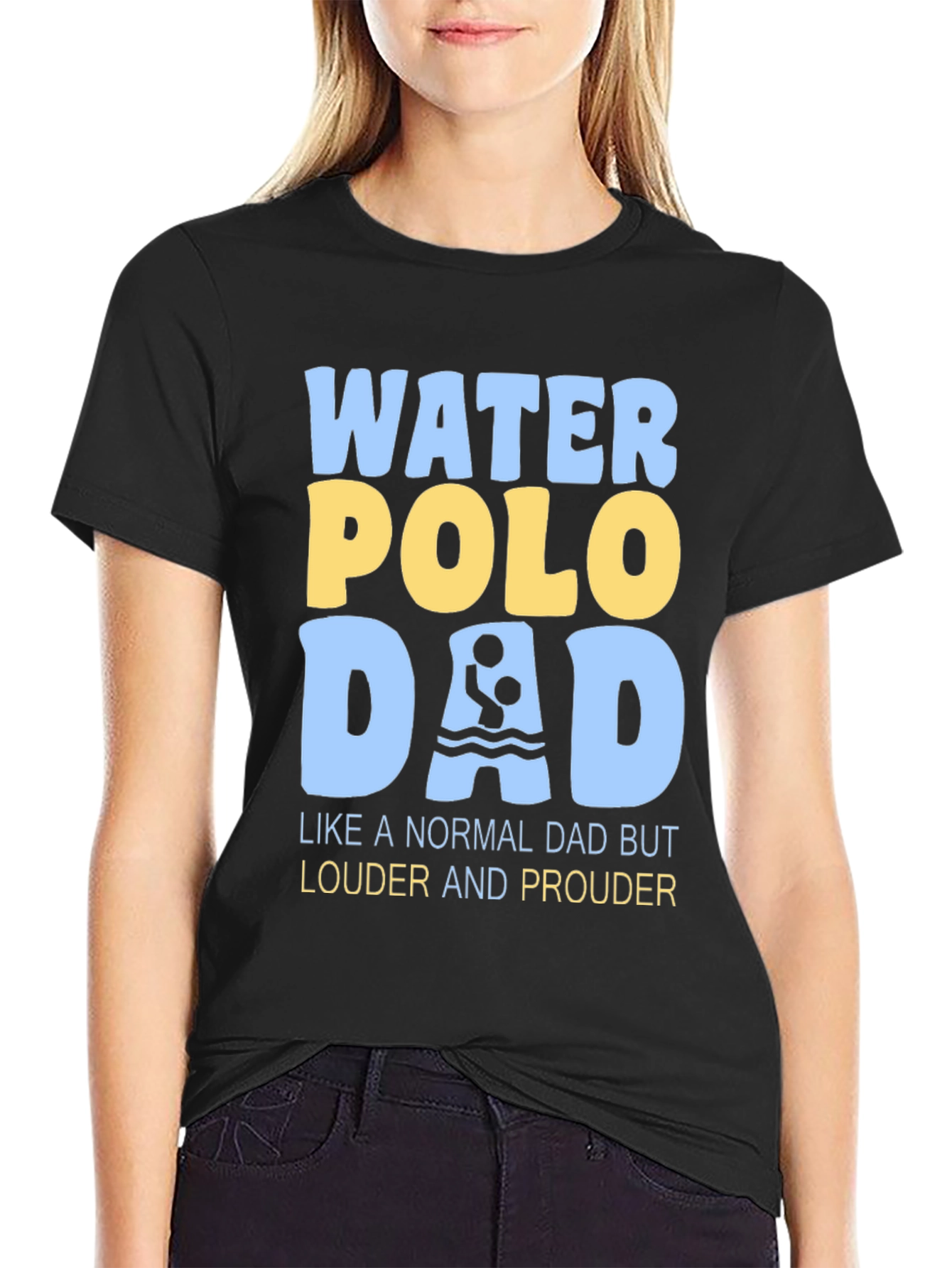 Black Water Polo Dad T-Shirt - Louder and Prouder view 2