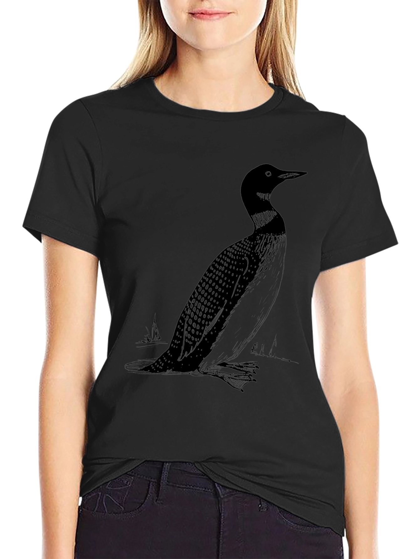 Black Black Loon Graphic Tee - Nature Lover's Shirt view 2
