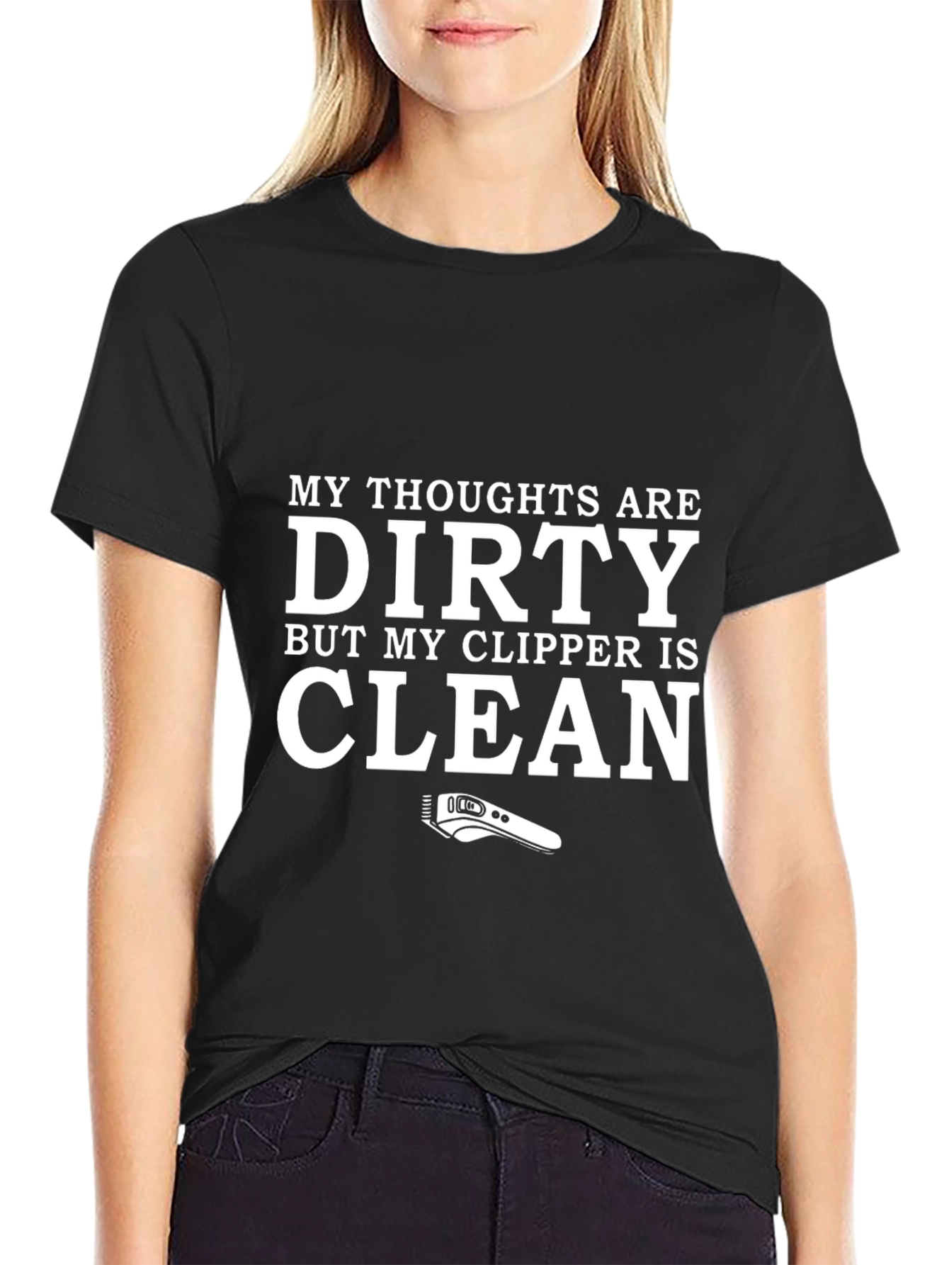 Black Dirty Thoughts, Clean Clipper Graphic T-Shirt view 2