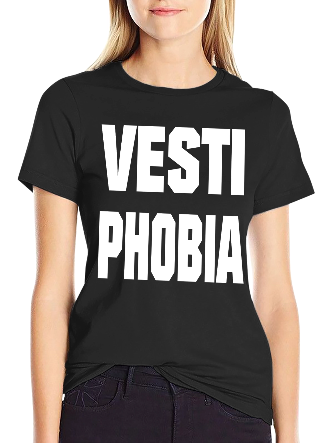 Black Vestiophobia Funny Graphic Tee - Black T-Shirt view 2