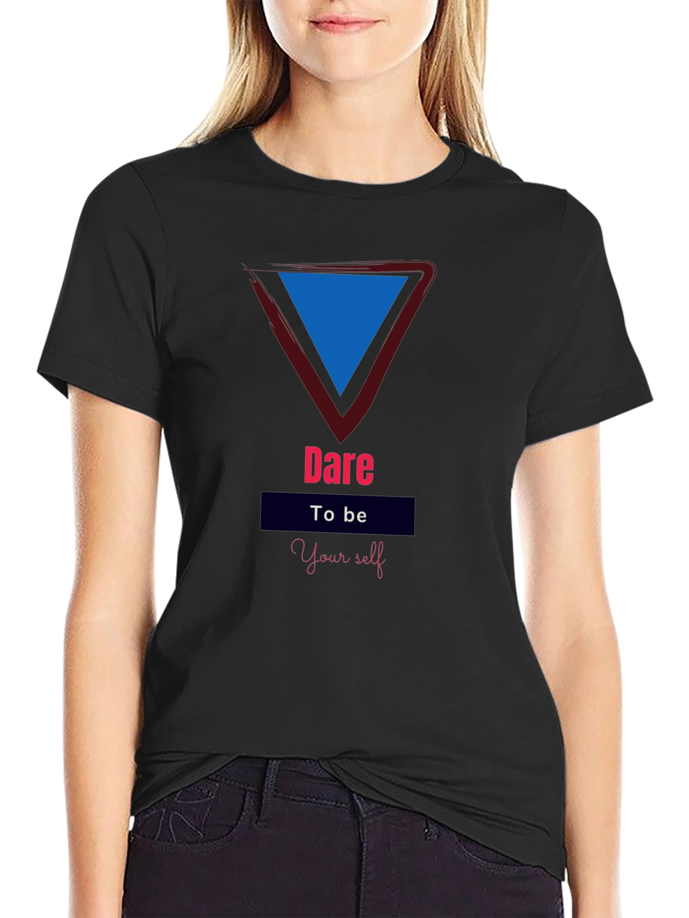 Black Dare to be Yourself Black T-Shirt view 2