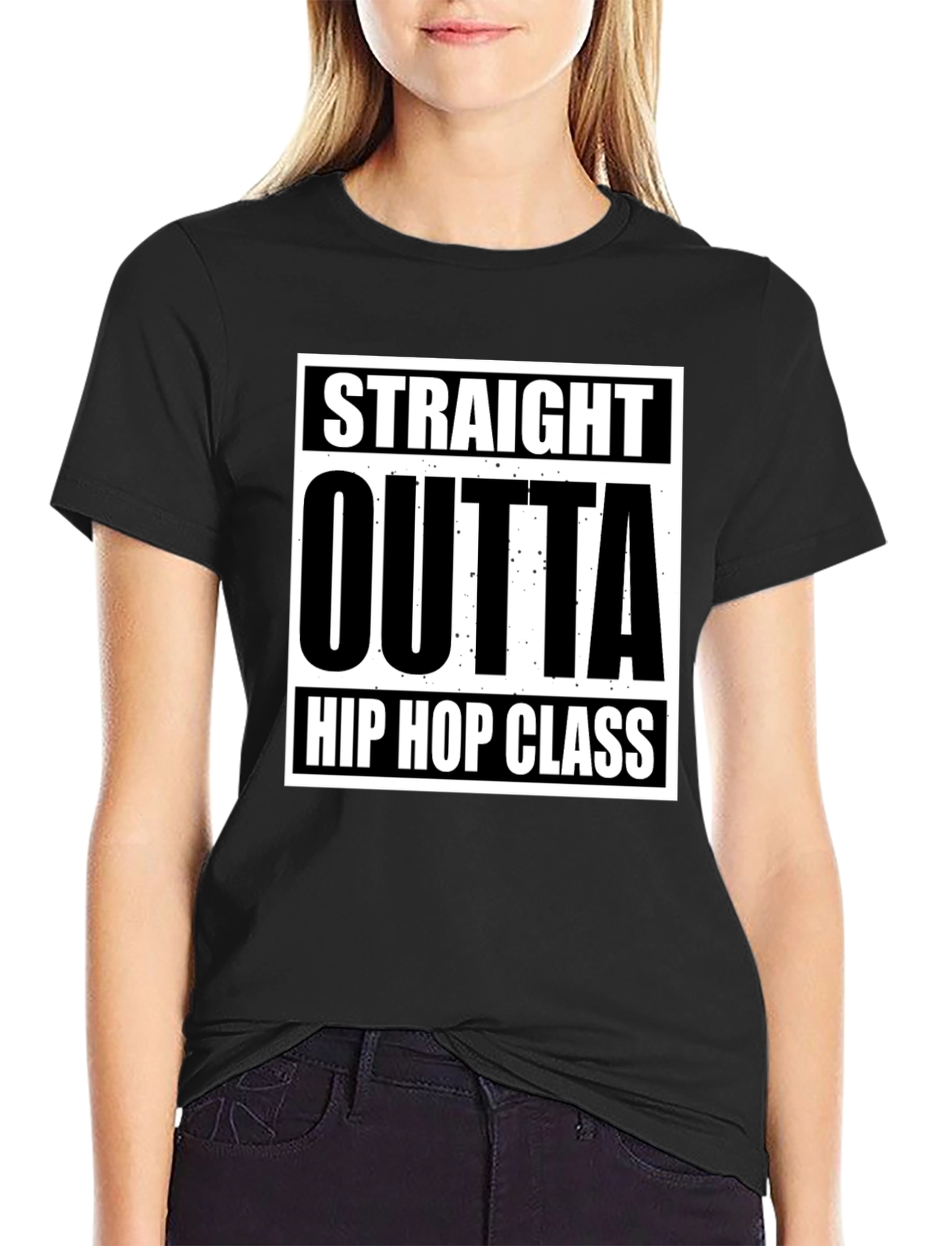 Black Straight Outta Hip Hop Class Black T-Shirt view 2
