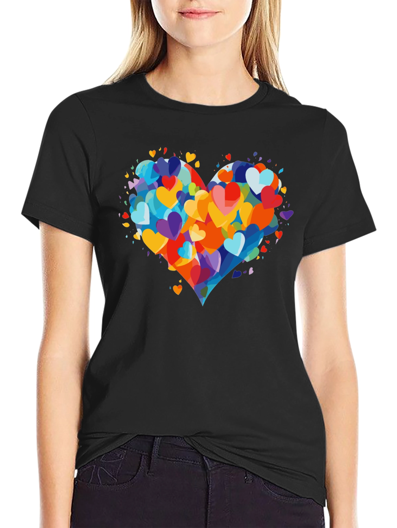 Black Heart Burst T-Shirt - Colorful Love Design view 2