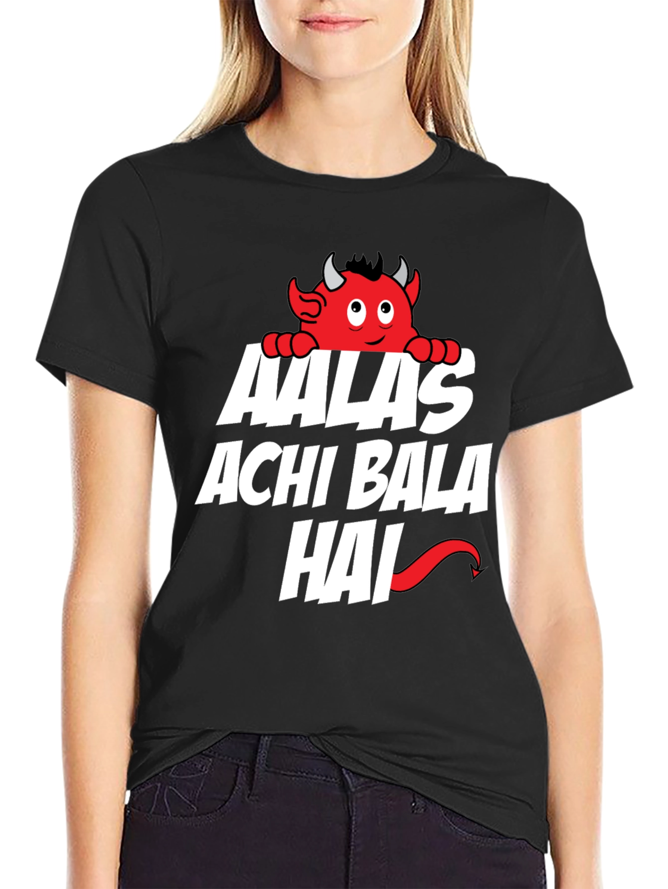 Black Aalas Achi Bala Hai Graphic Tee view 2