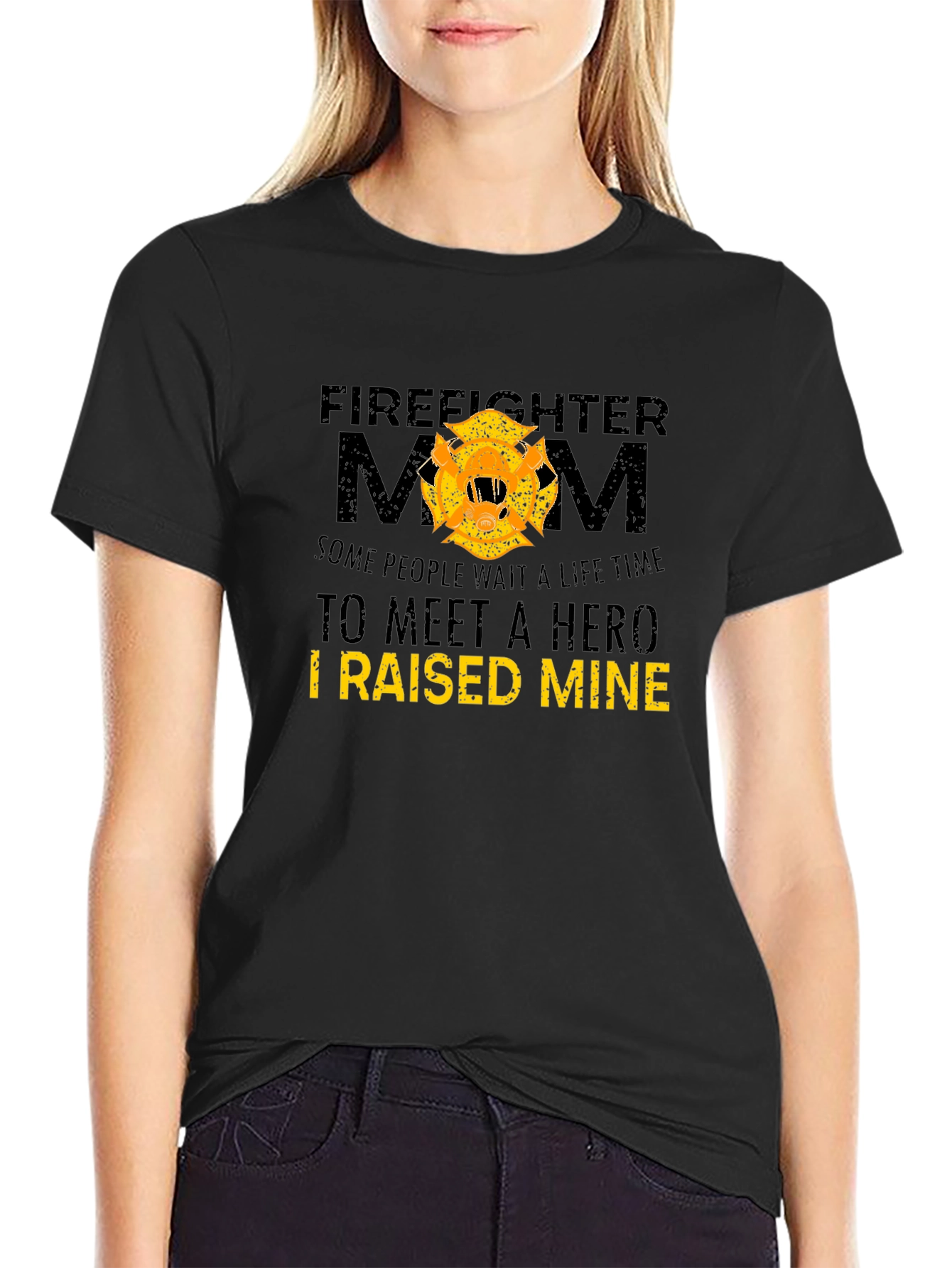Black Firefighter Mom Graphic T-Shirt - Hero Pride view 2