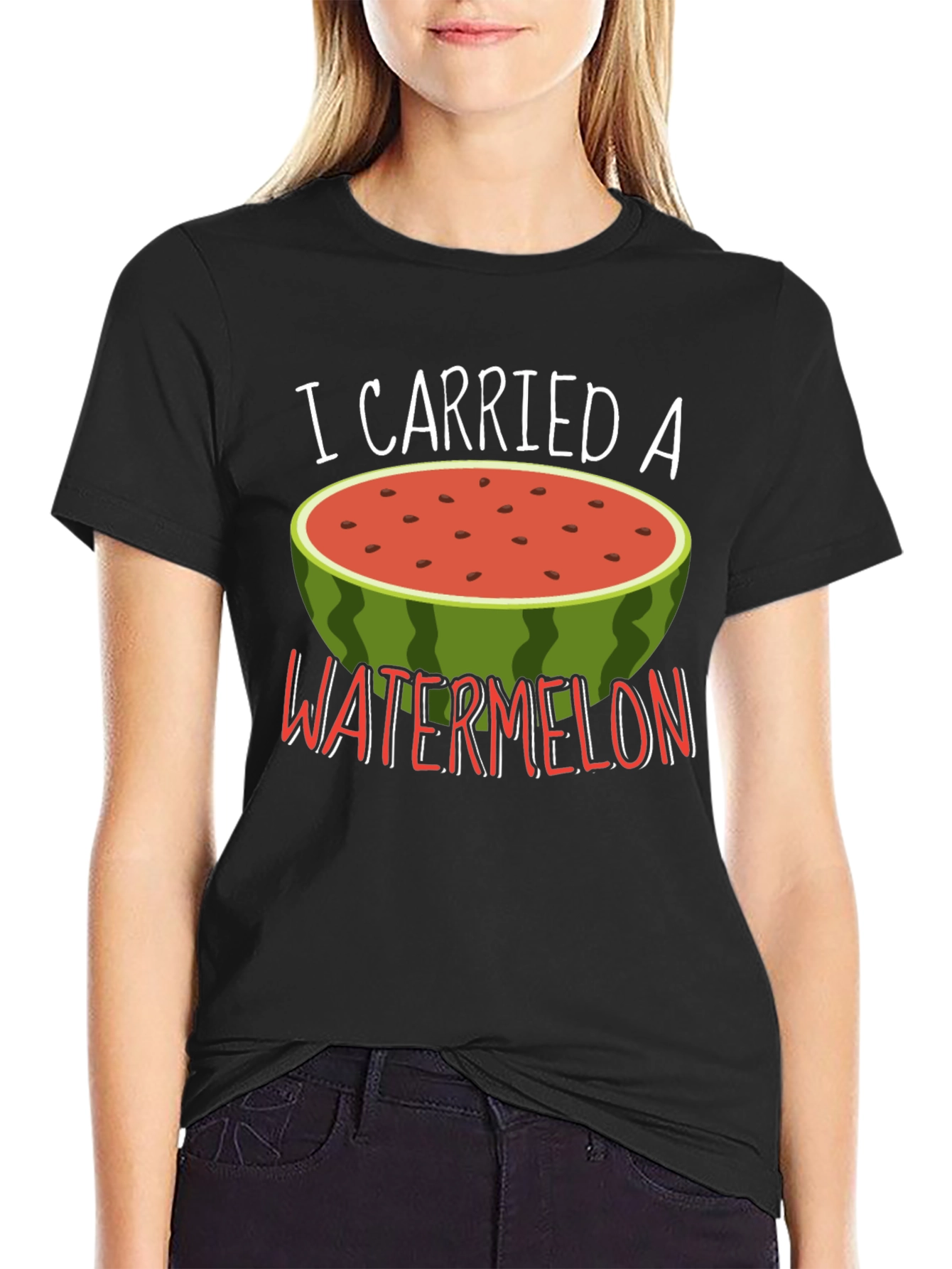Black Funny Watermelon Graphic Tee view 2