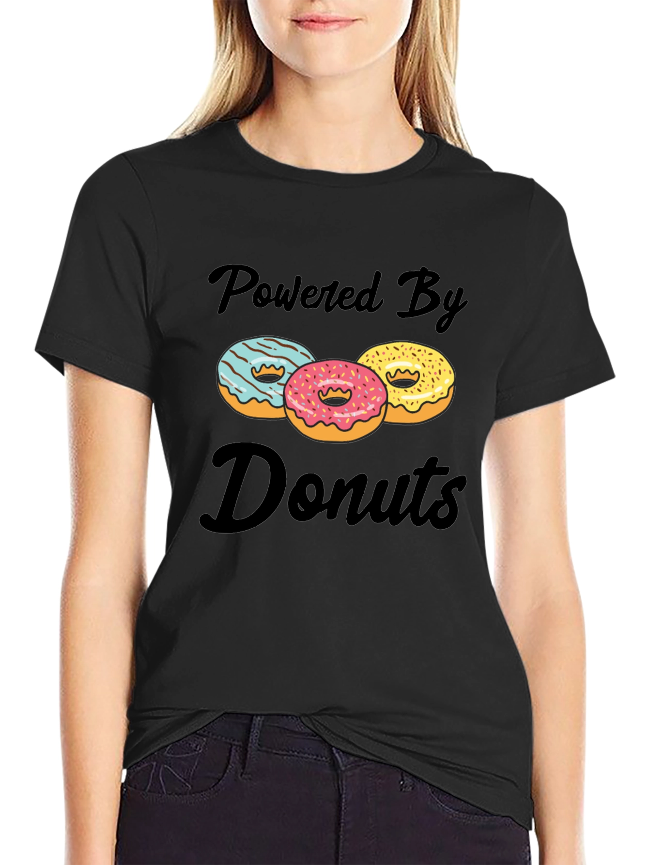 Black Powered By Donuts Graphic T-Shirt view 2