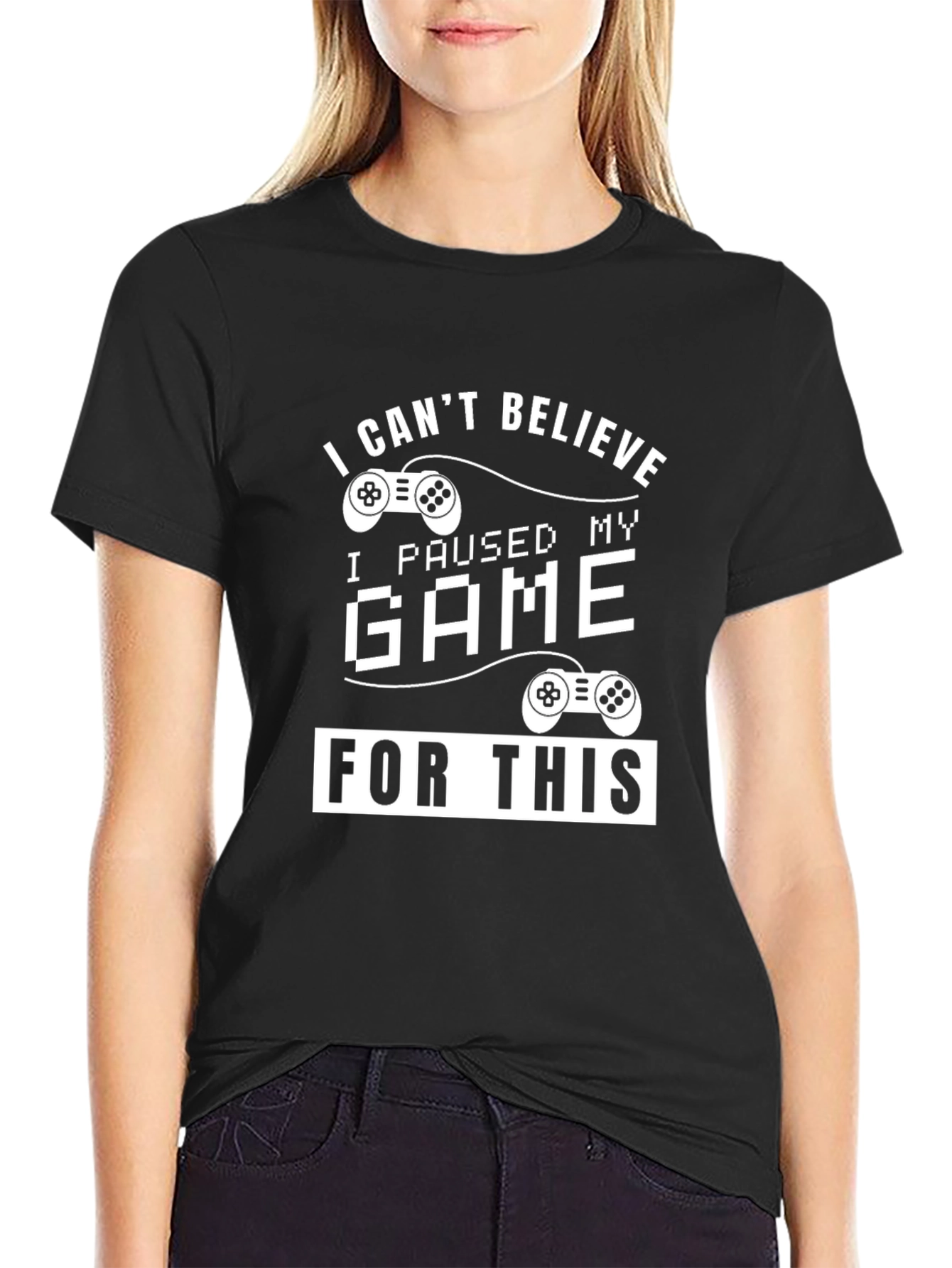 Black Gamer T-Shirt: I Paused My Game For This Funny Tee view 2