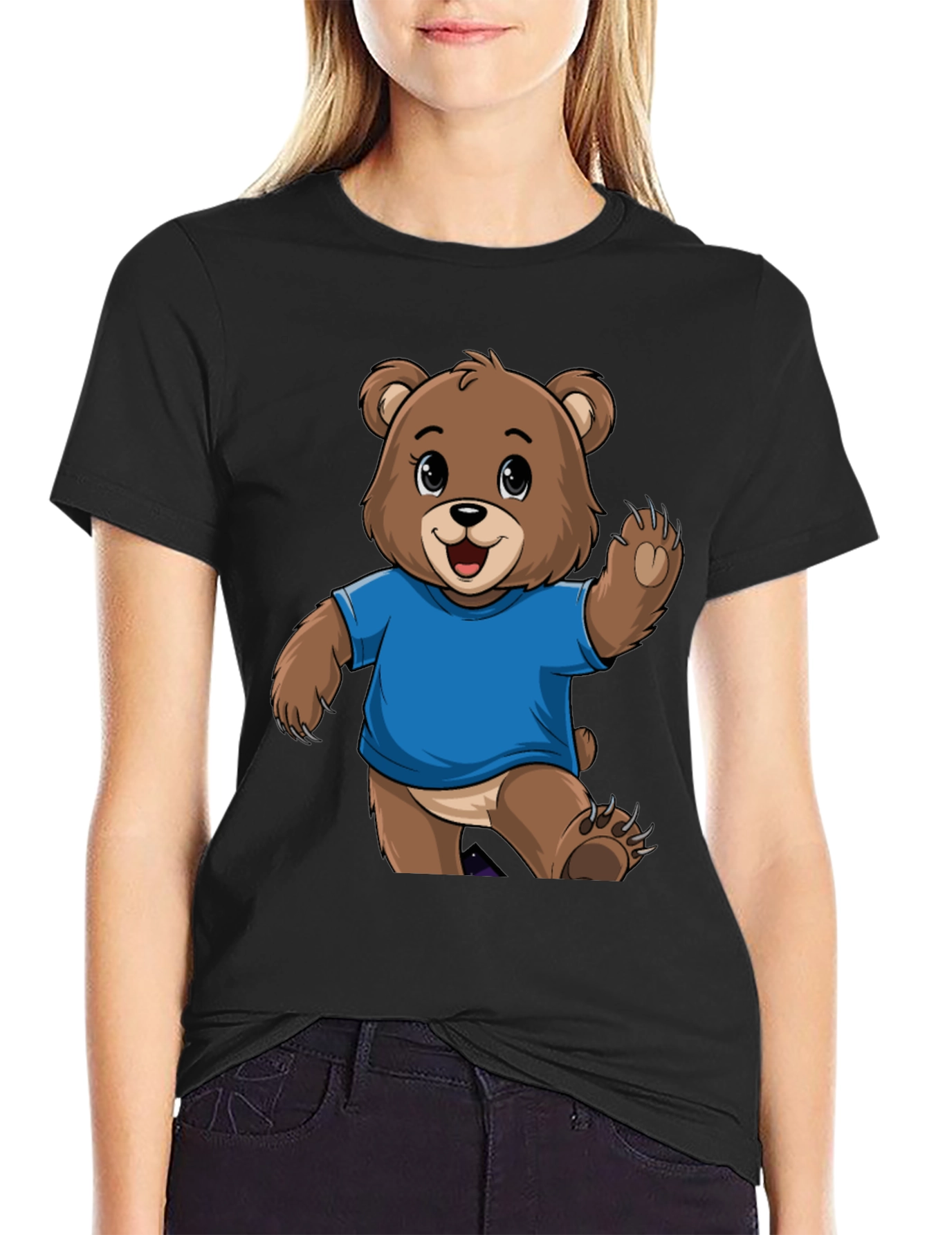 Black Cute Bear Graphic T-Shirt - Trendy Tee for Bear Lovers view 2