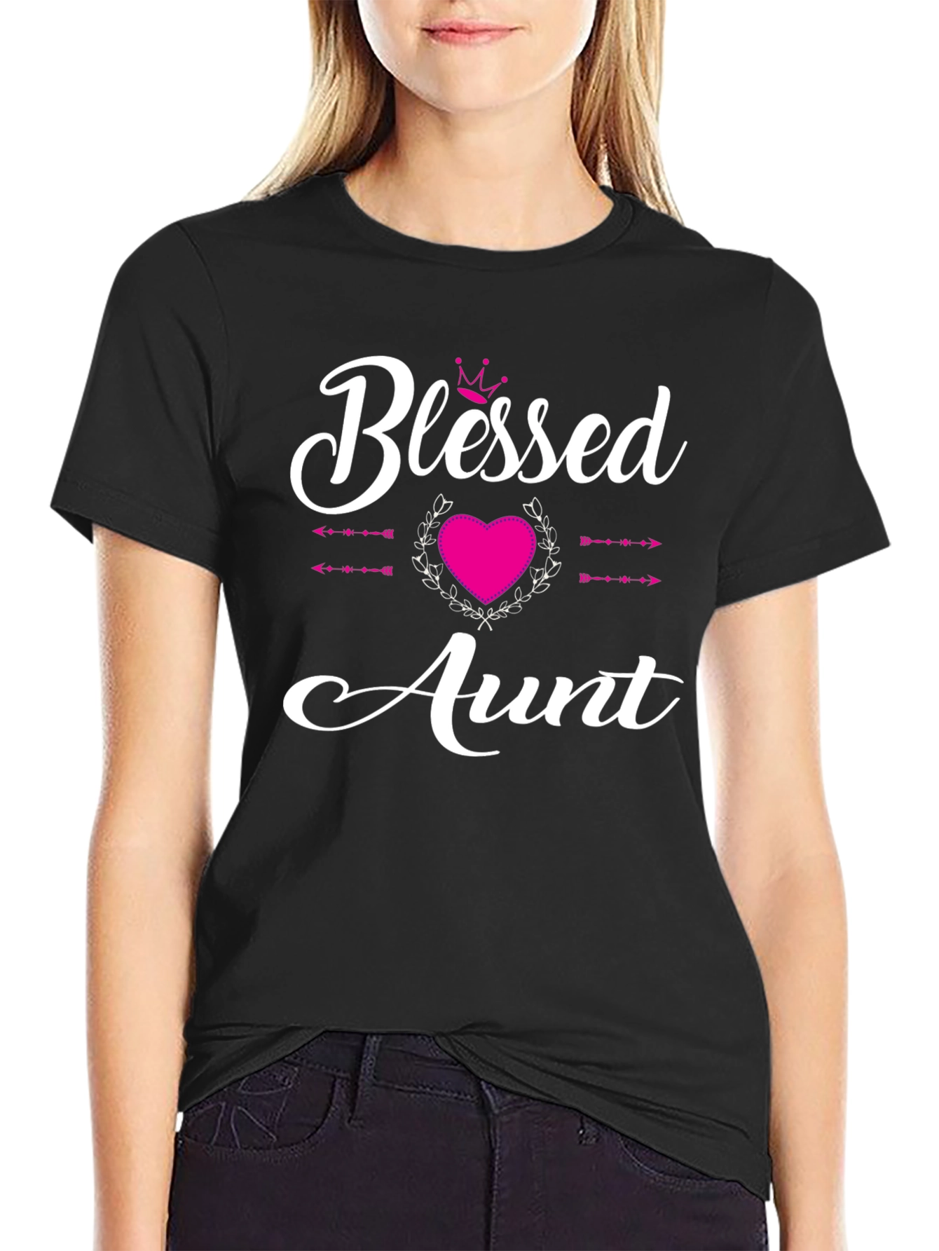 Black Blessed Aunt T-Shirt - Cute Family Gift view 2
