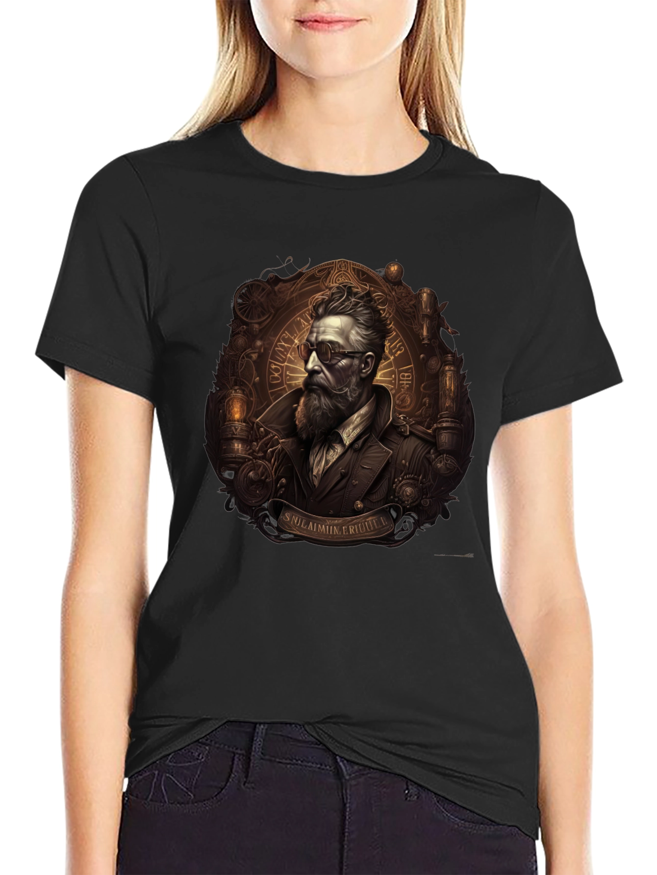 Black Steampunk Gentleman Graphic Tee - Unique Design view 2