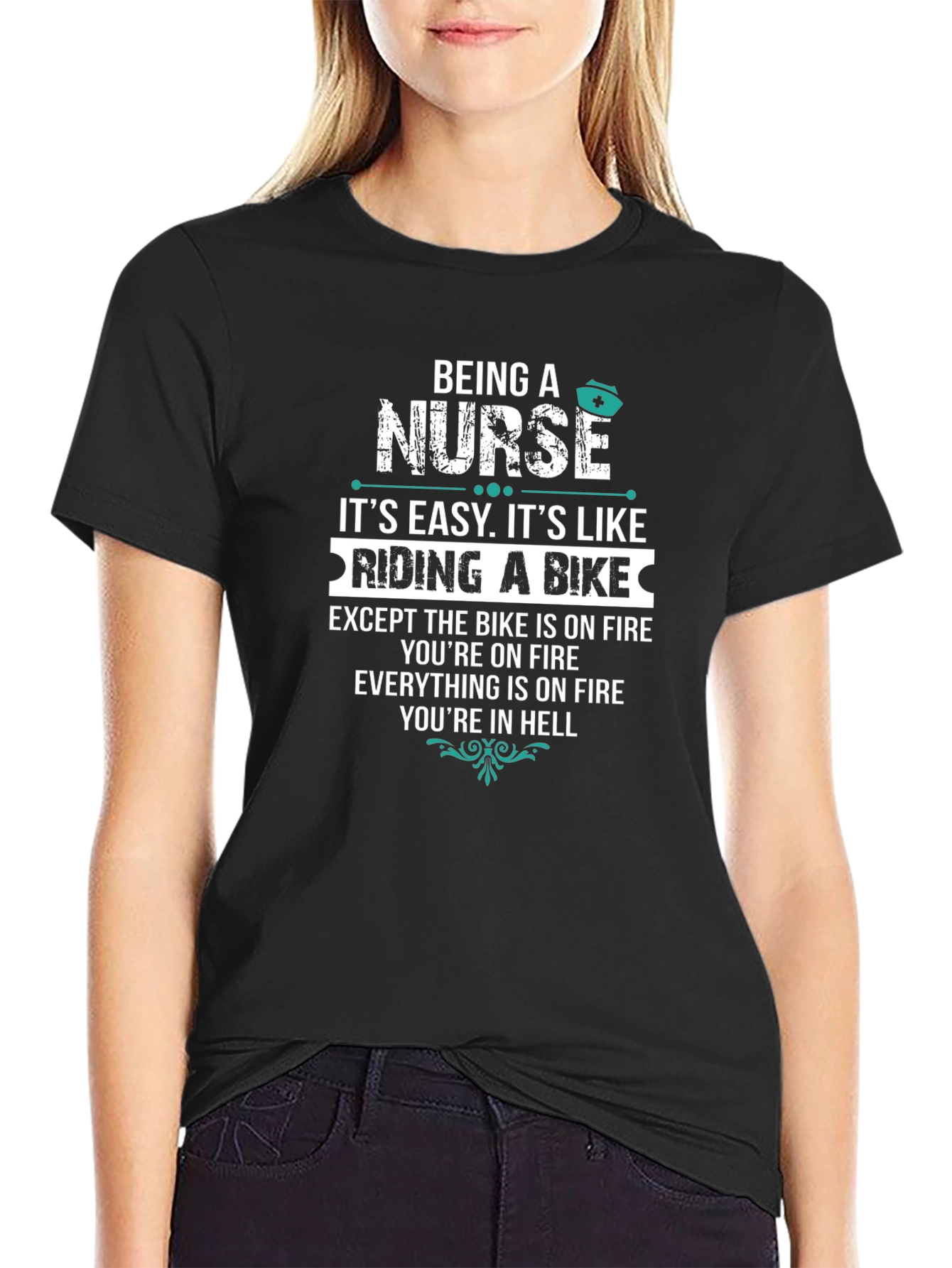Black Being A Nurse T-Shirt view 2