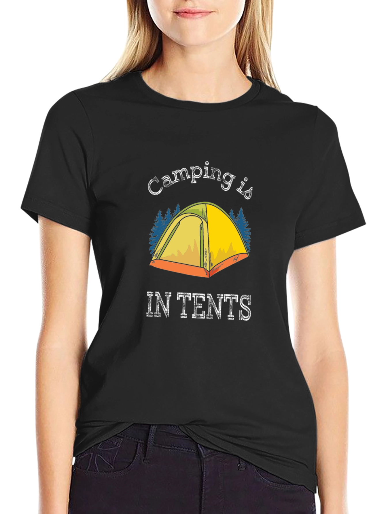 Black Camping is IN TENTS Graphic T-Shirt view 2