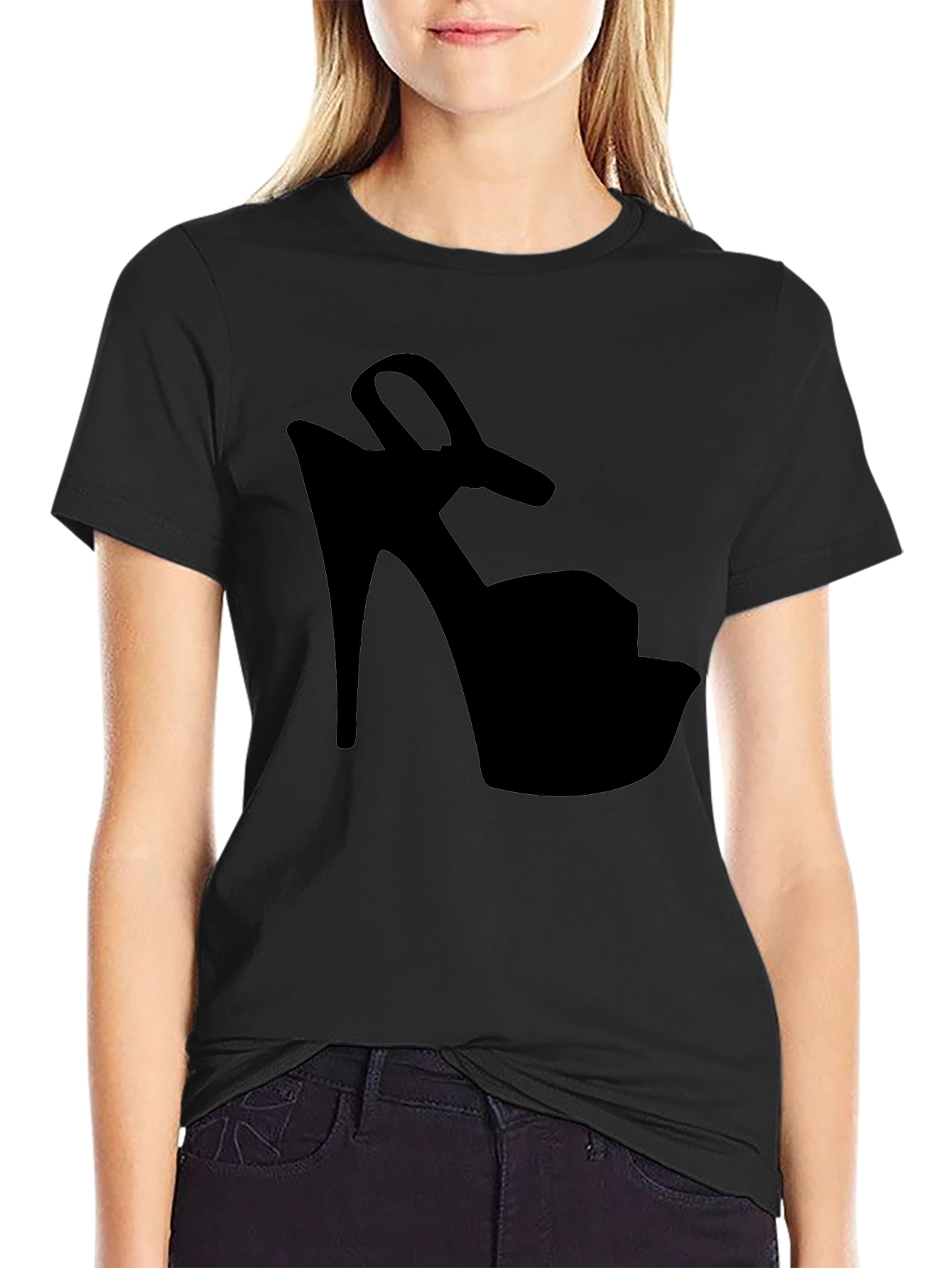 Black High Heel Graphic Black T-Shirt view 2