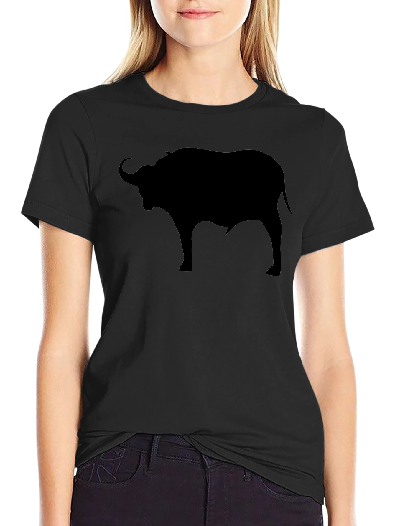 Black Black Bull Silhouette Graphic T-Shirt - Men's Casual Tee view 2