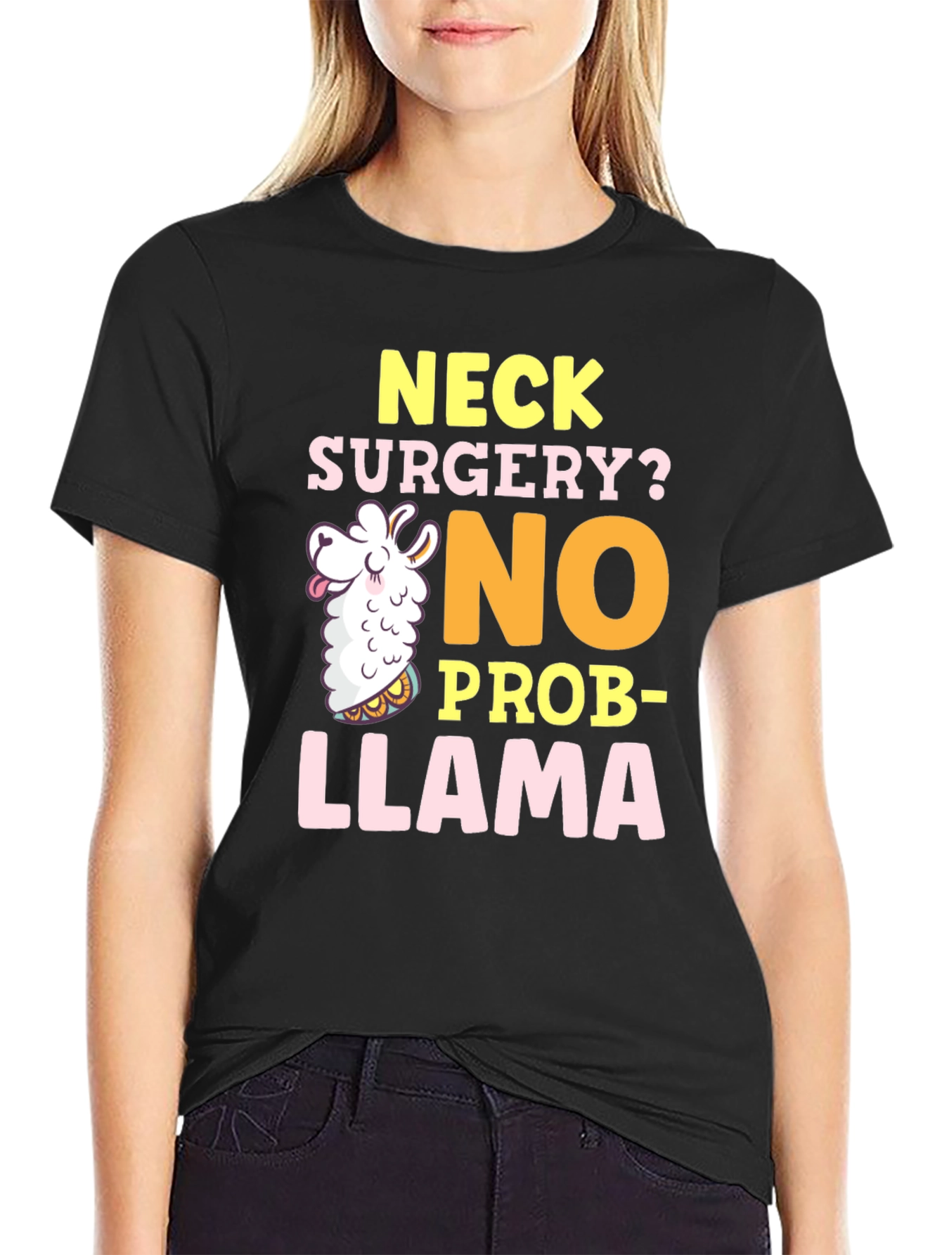 Black Neck Surgery? No Prob-Llama Funny Graphic Tee view 2