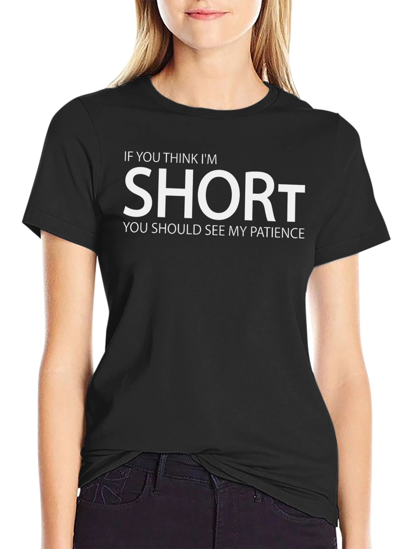 Black Funny Short Patience Graphic T-Shirt view 2