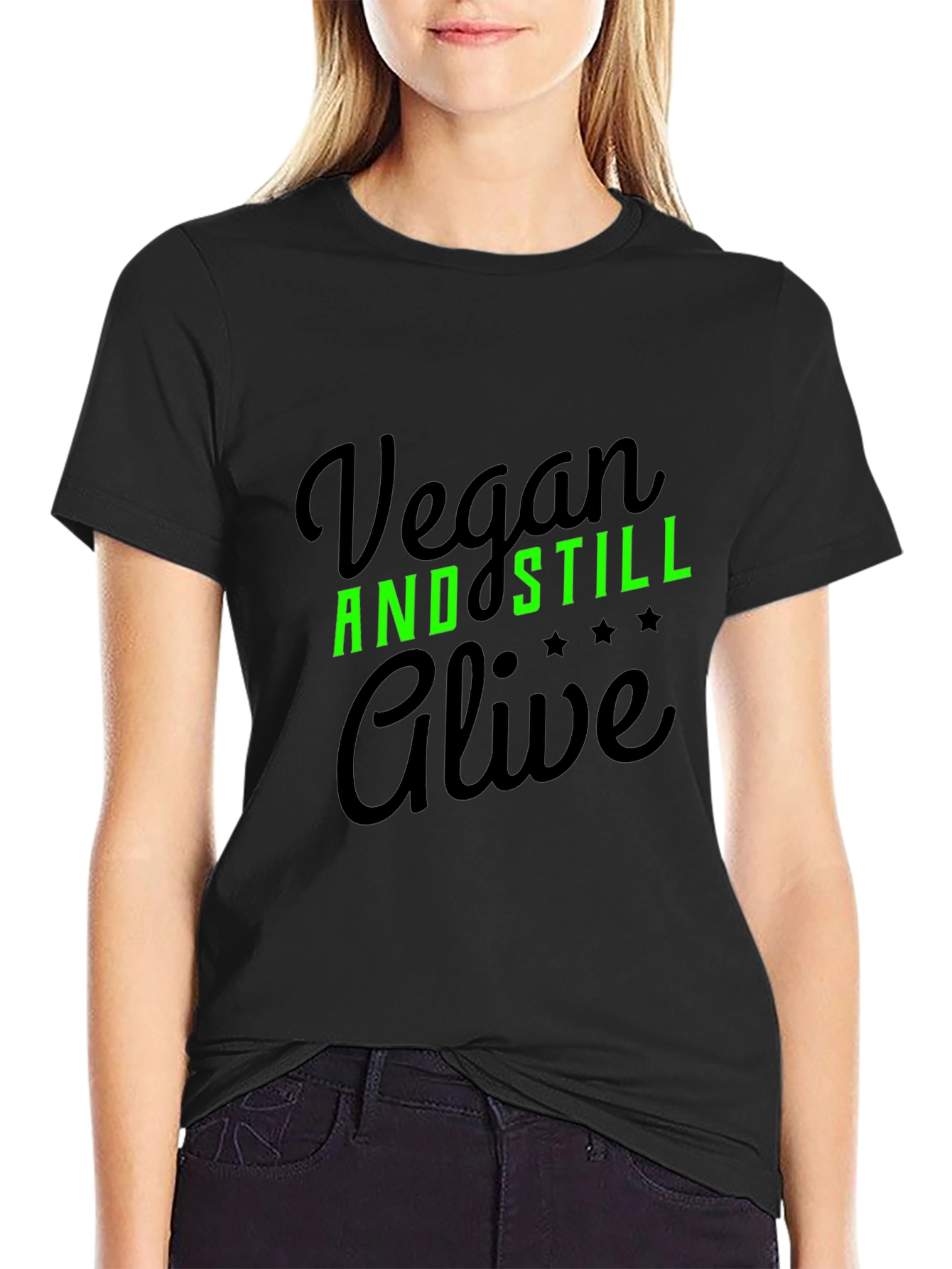 Black Vegan And Still Alive Graphic T-Shirt view 2