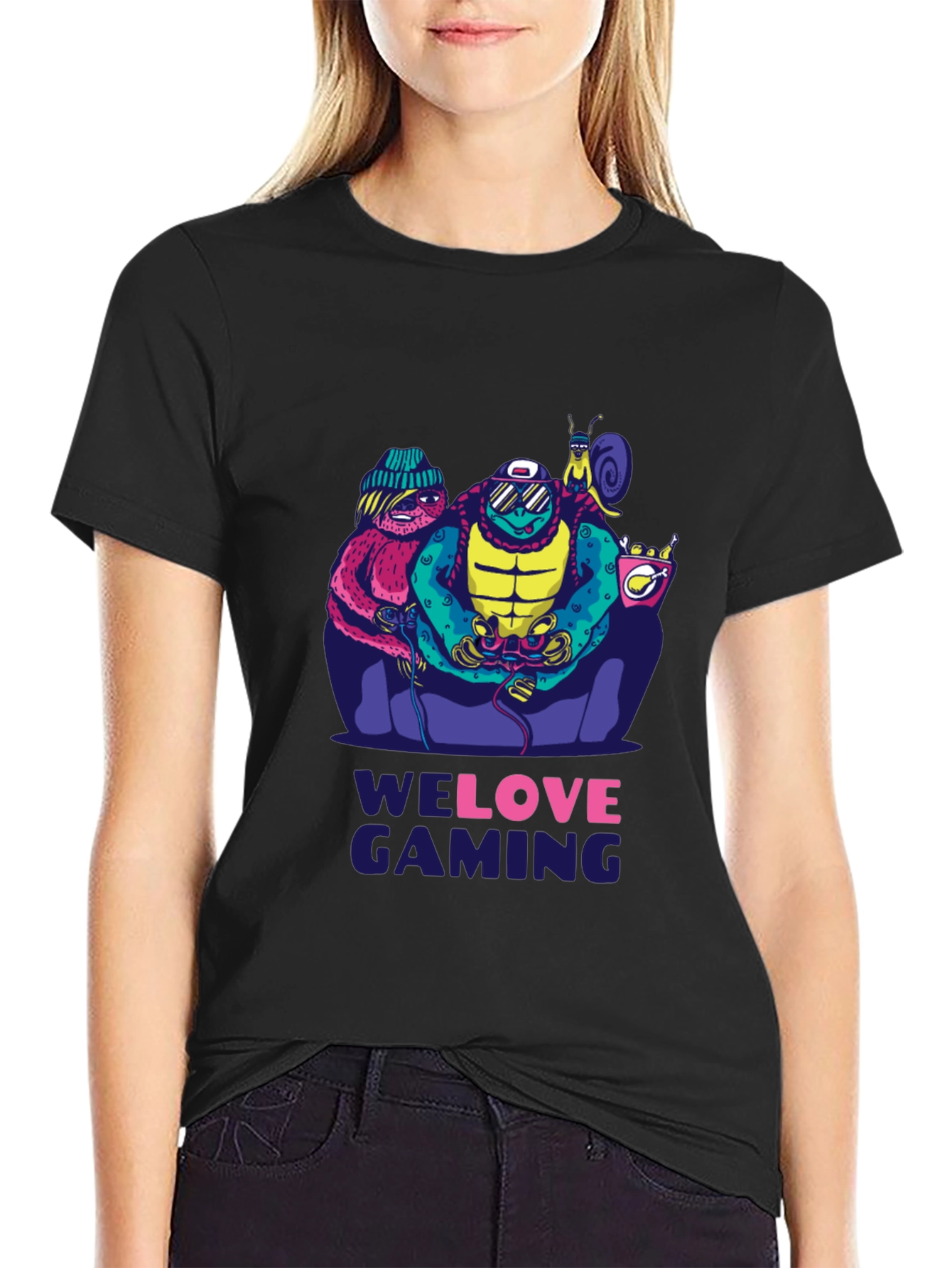 Black Gamer Squad Black T-Shirt - We Love Gaming Design view 2