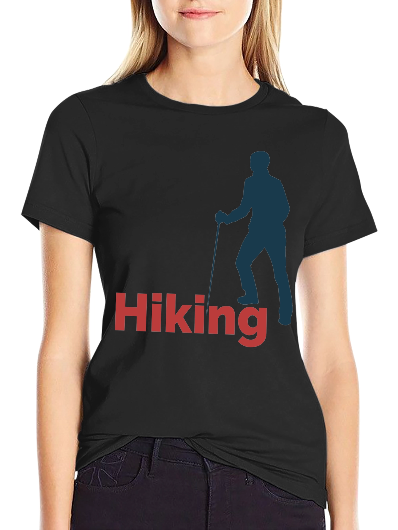 Black Hiking T-Shirt - Black Cotton Blend view 2