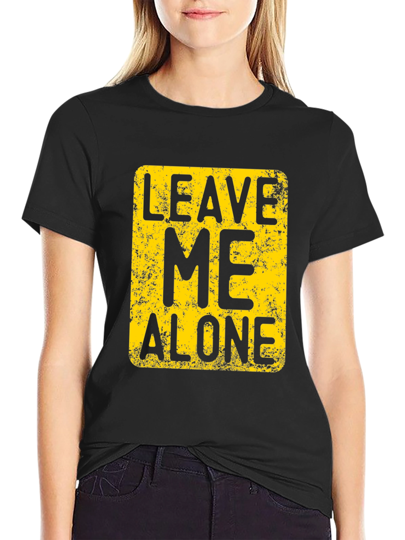 Black Leave Me Alone T-Shirt - Novelty Graphic Tee view 2