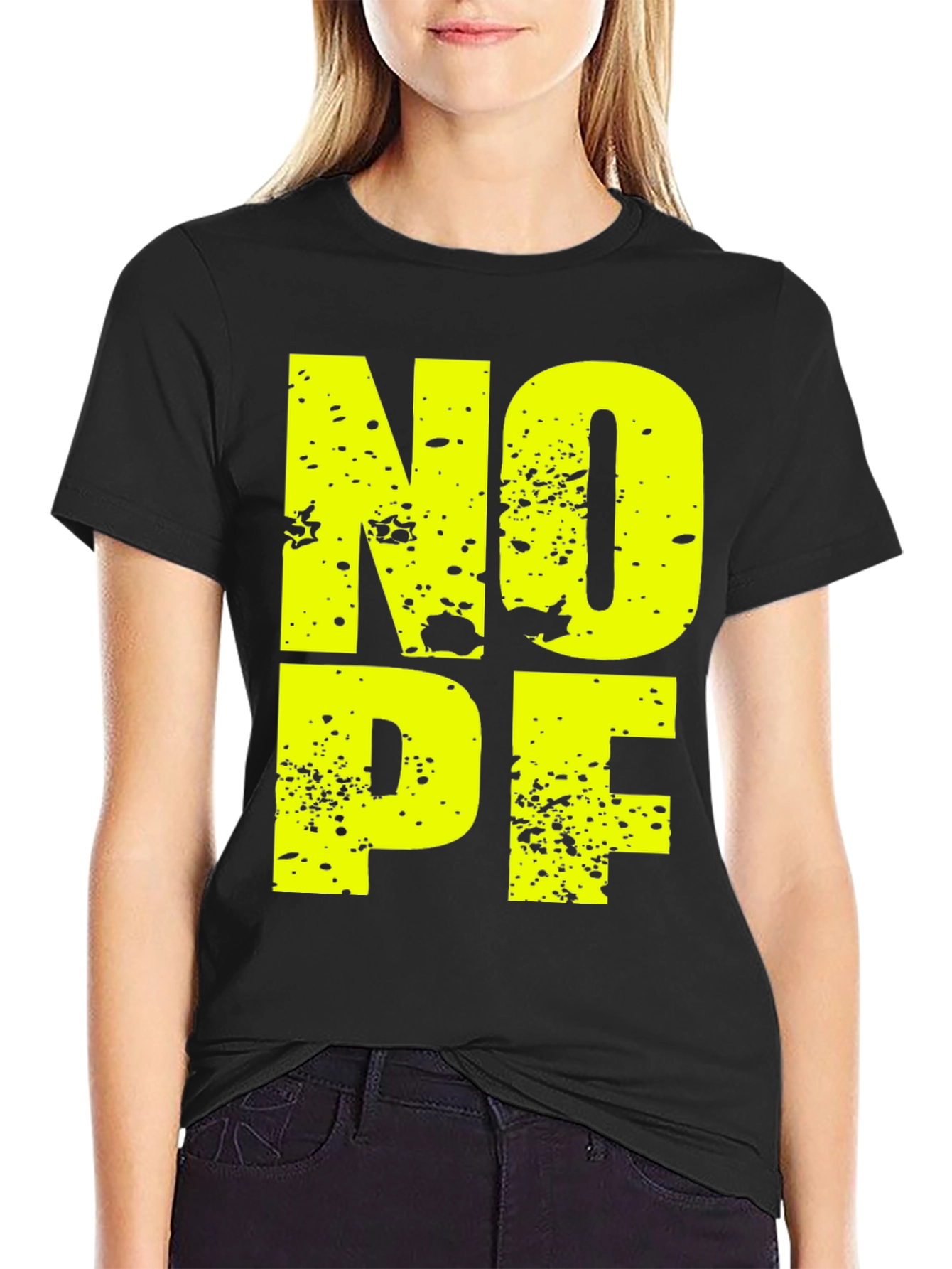 Black Nope T-Shirt - Funny Graphic Tee view 2