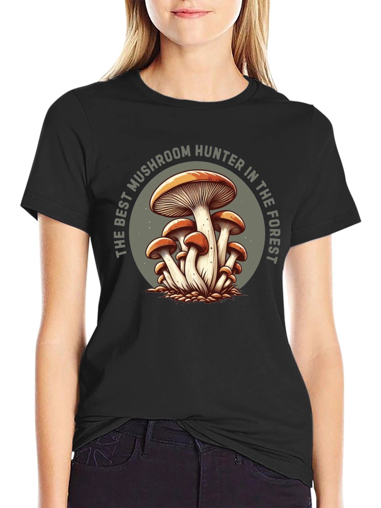 Black Mushroom Hunter T-Shirt - Forest Forager Tee view 2