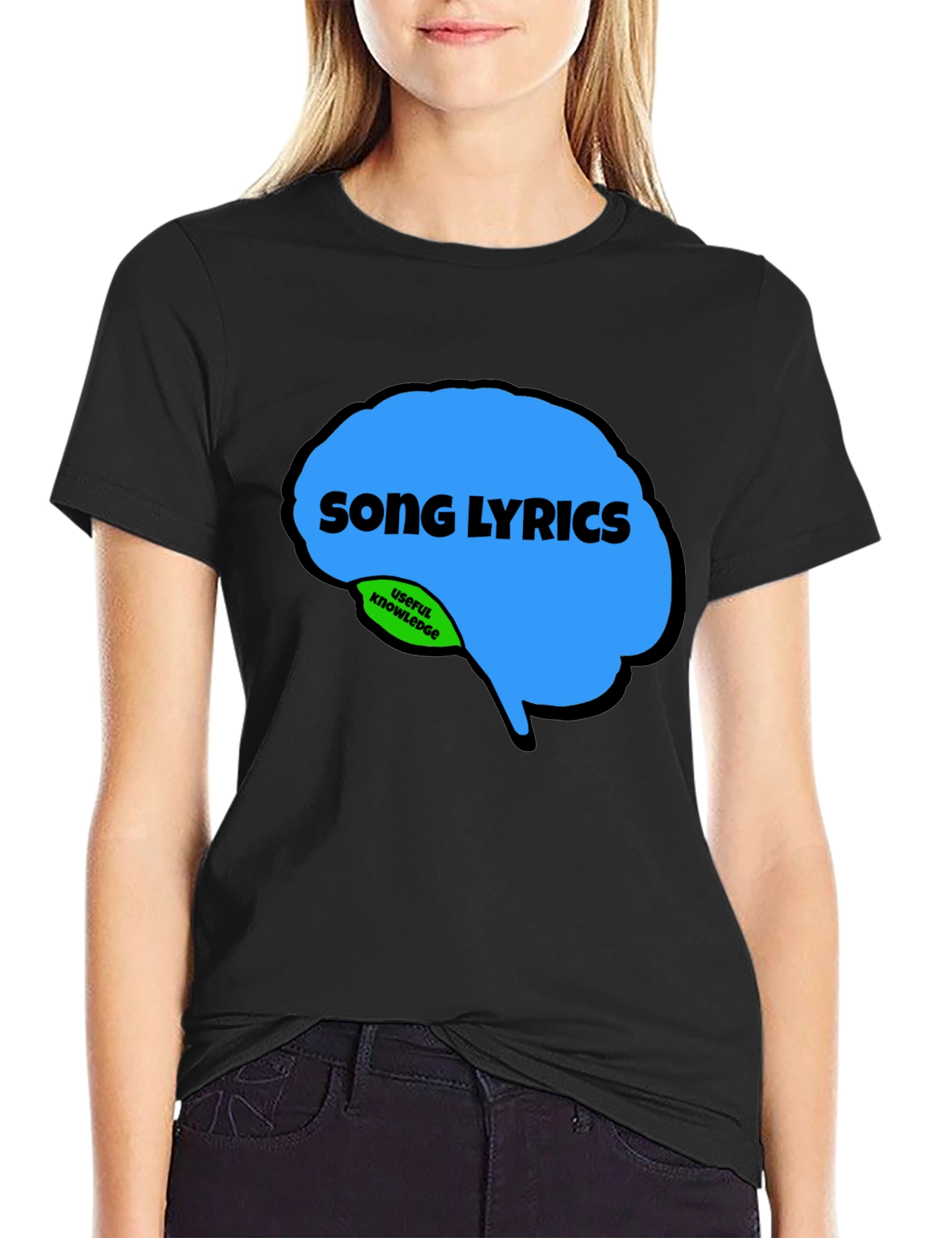 Black Song Lyrics Brain T-Shirt - Funny Music Lover Tee view 2