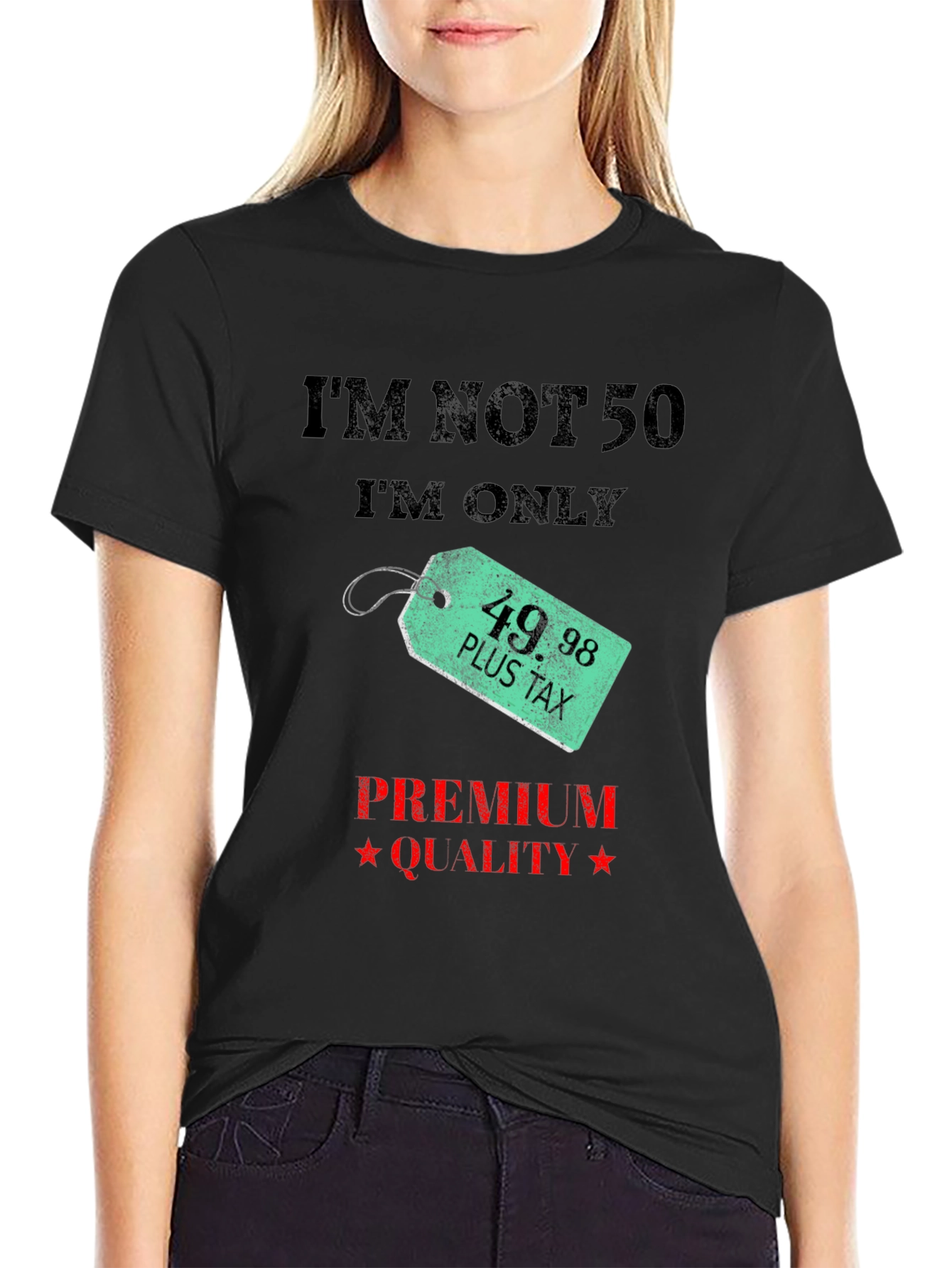 Black Funny 50th Birthday T-Shirt - I'm Not 50 view 2