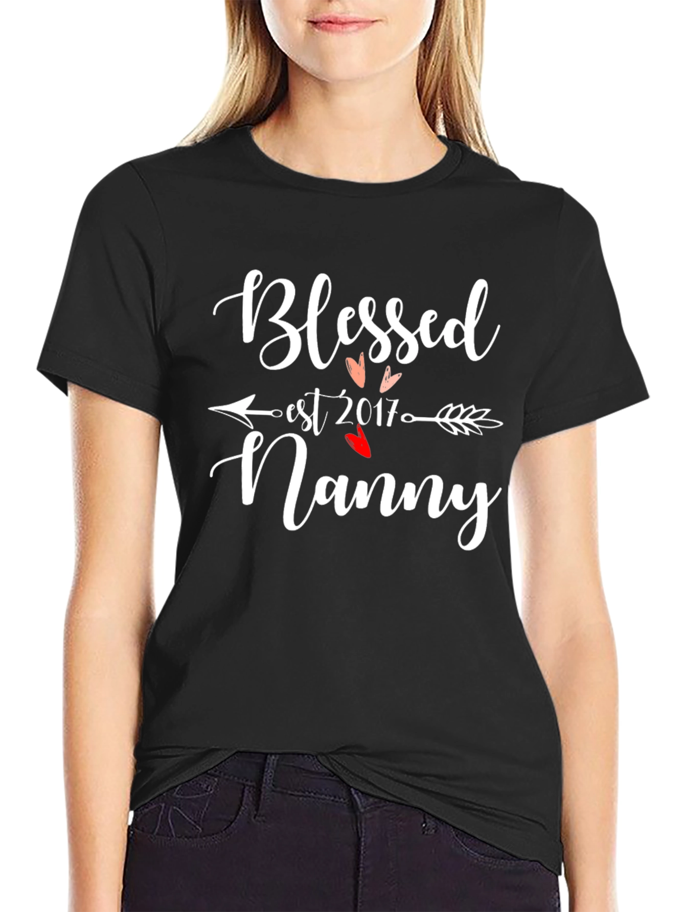 Black Blessed Nanny T-Shirt - Est. 2017 view 2
